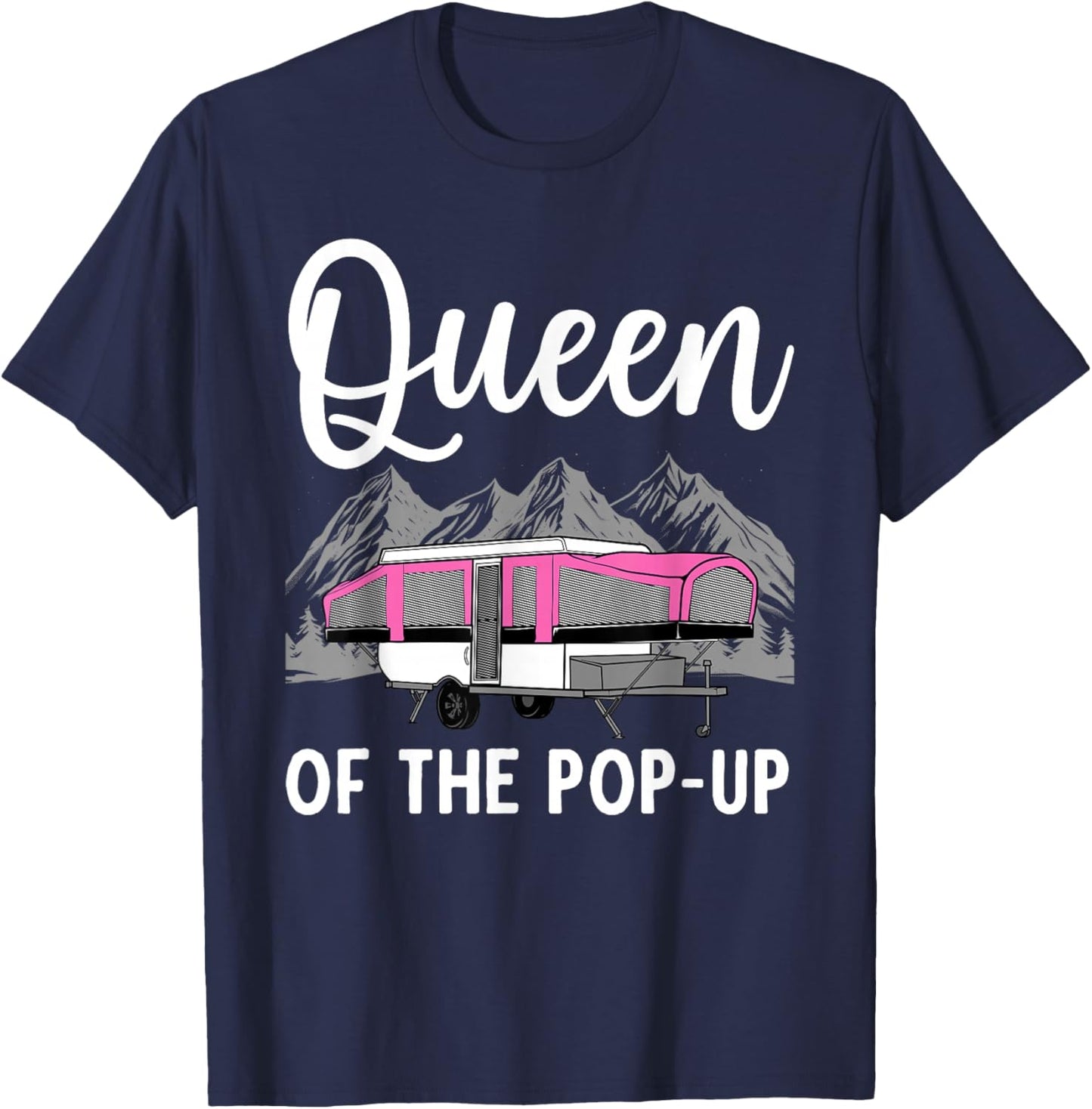 Pop Up Camper Art Girls Pop Up Trailer Camping T-Shirt - T-Shirt | Navy