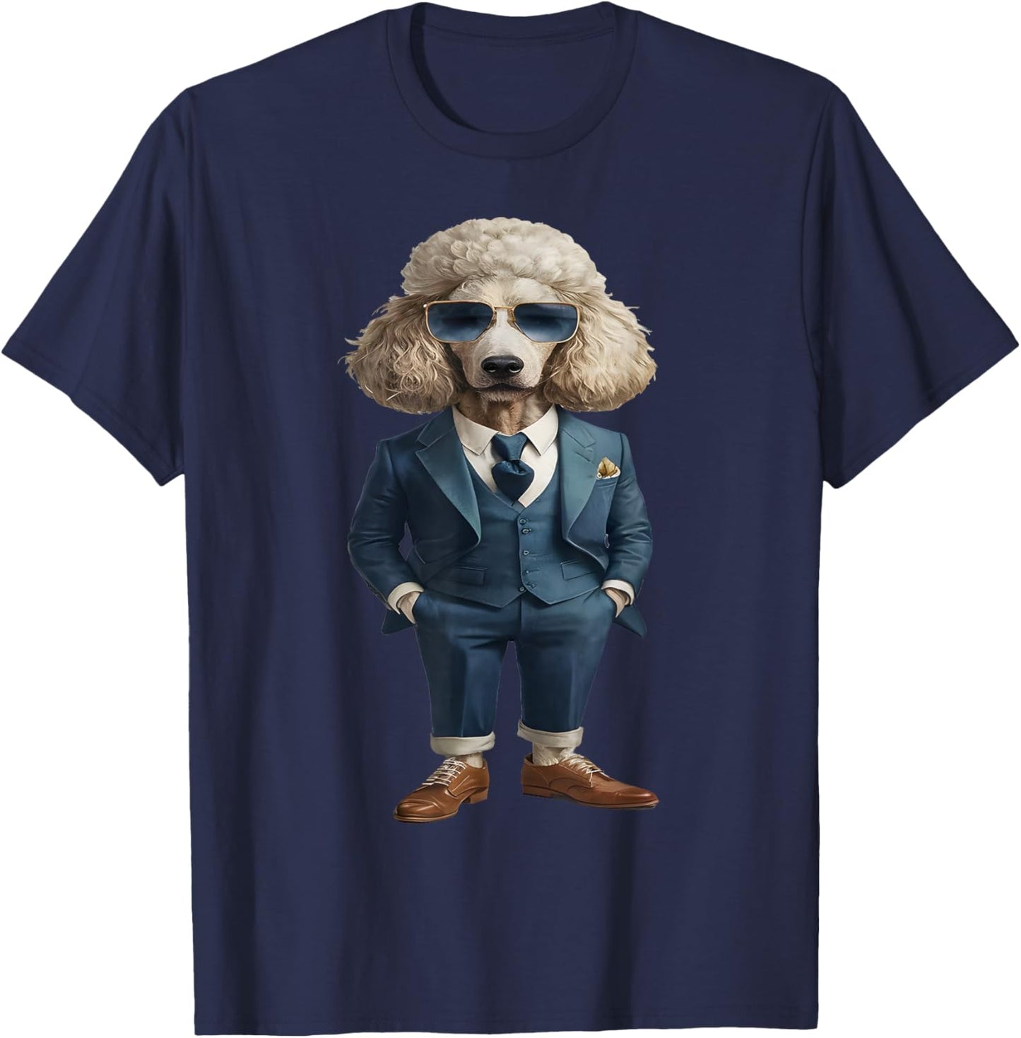 Men Woman Poodle Suit Poodle T-Shirt - T-Shirt | Navy