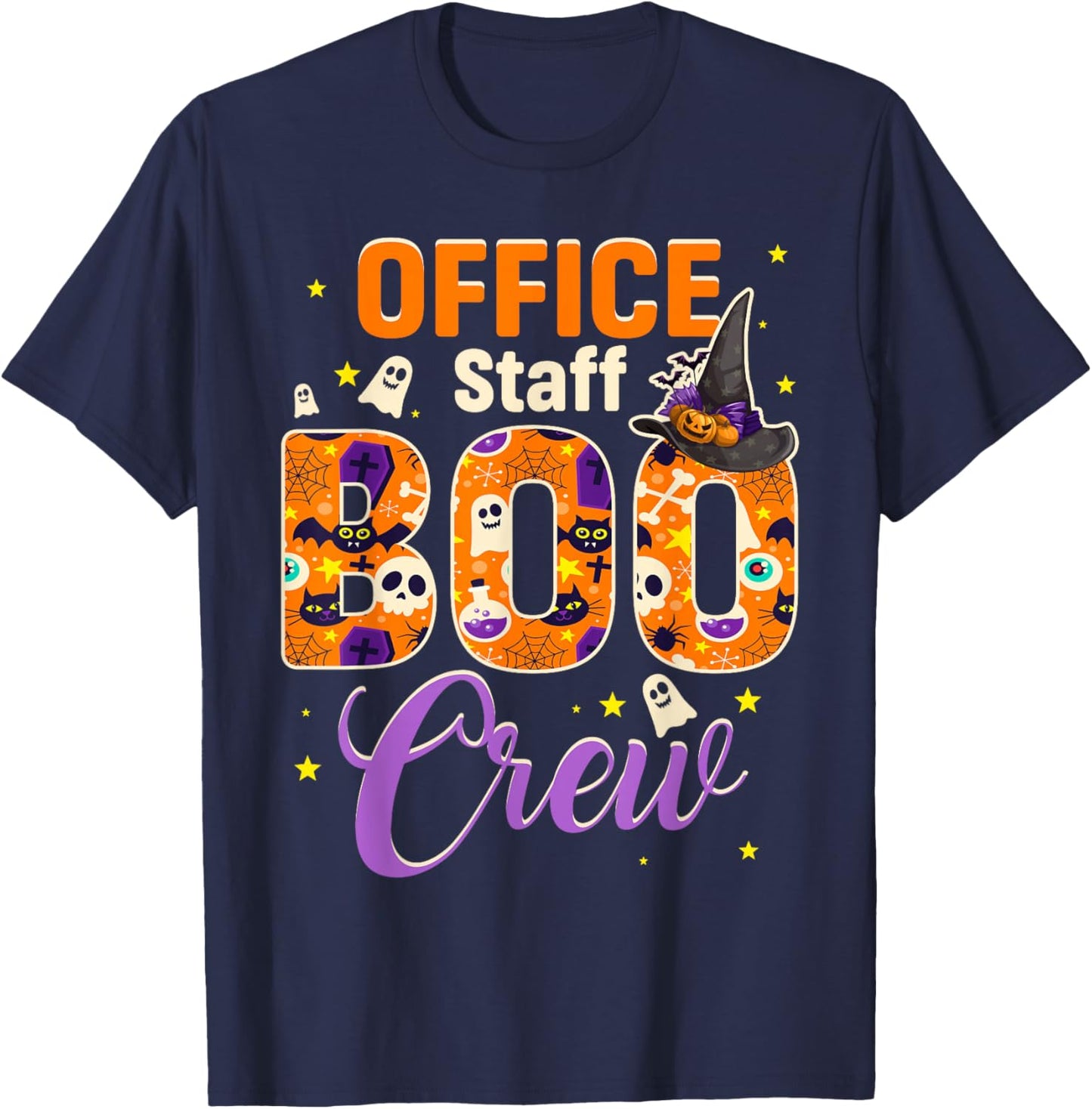 Office Staff Boo Crew Funny Halloween Matching Costume T-Shirt - T-Shirt | Navy