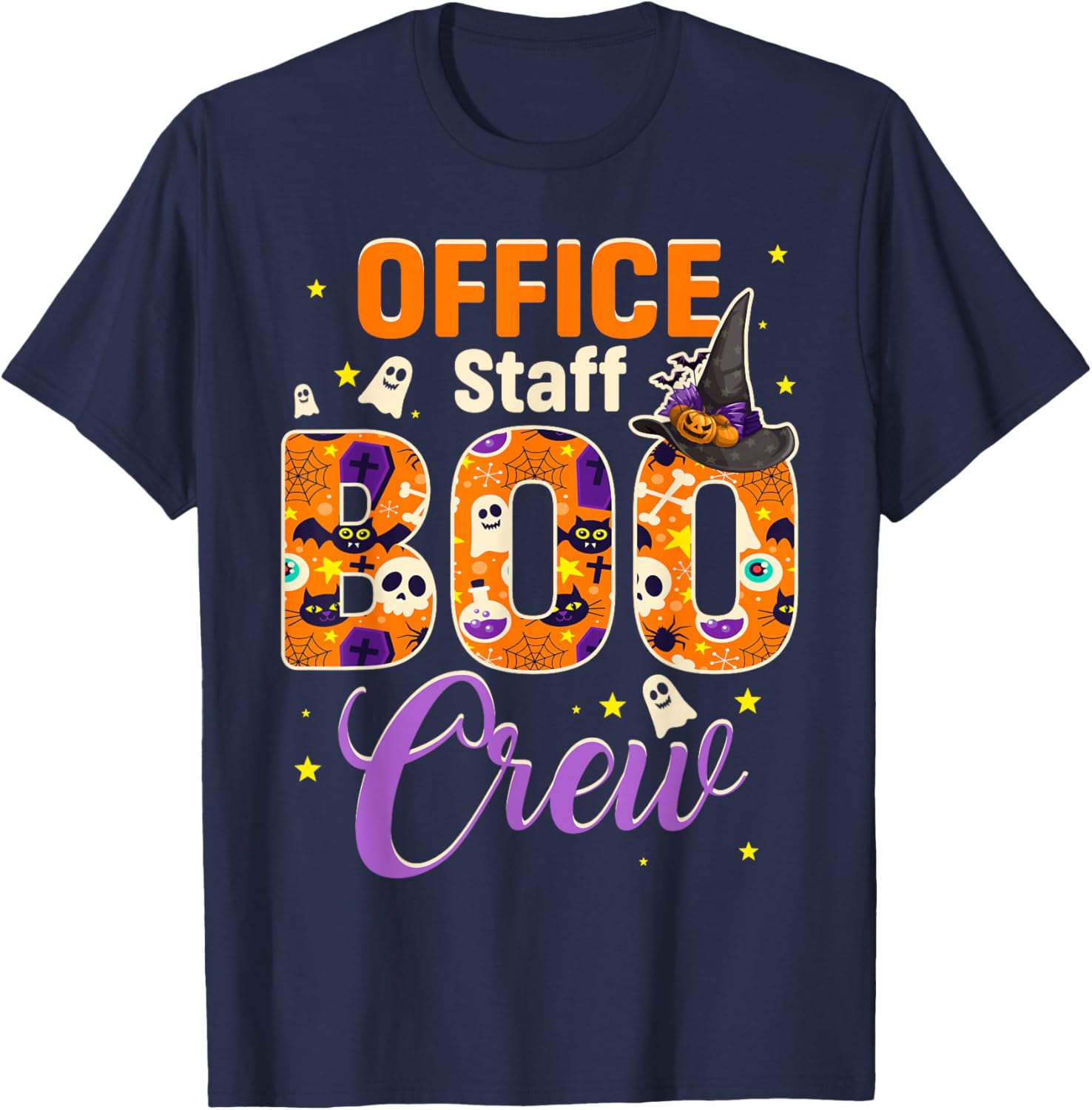 Office Staff Boo Crew Funny Halloween Matching Costume T-Shirt - T-Shirt | Navy