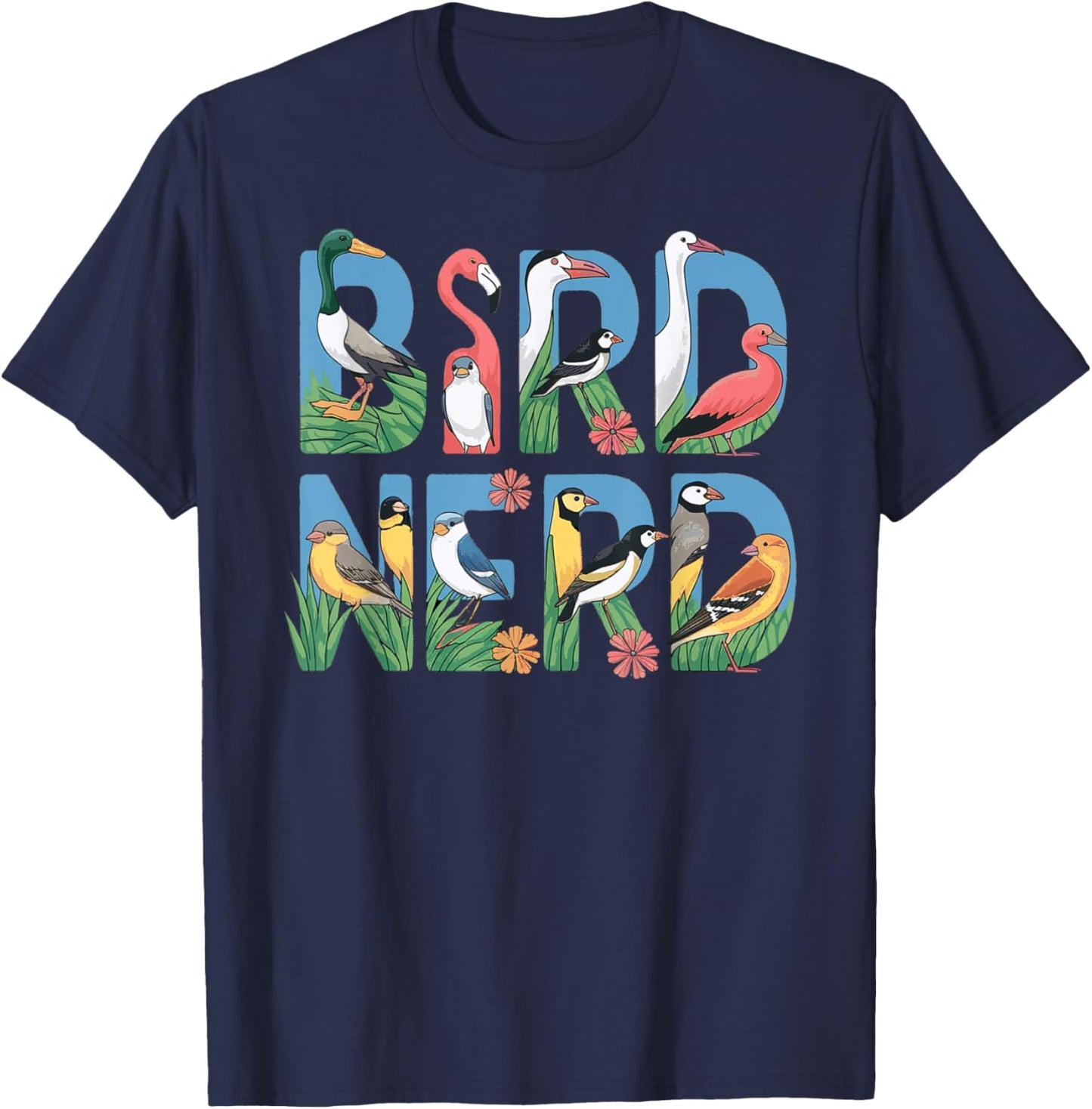 Bird Nerd Bird Watching Birding: & Graphic T-Shirt - T-Shirt | Navy