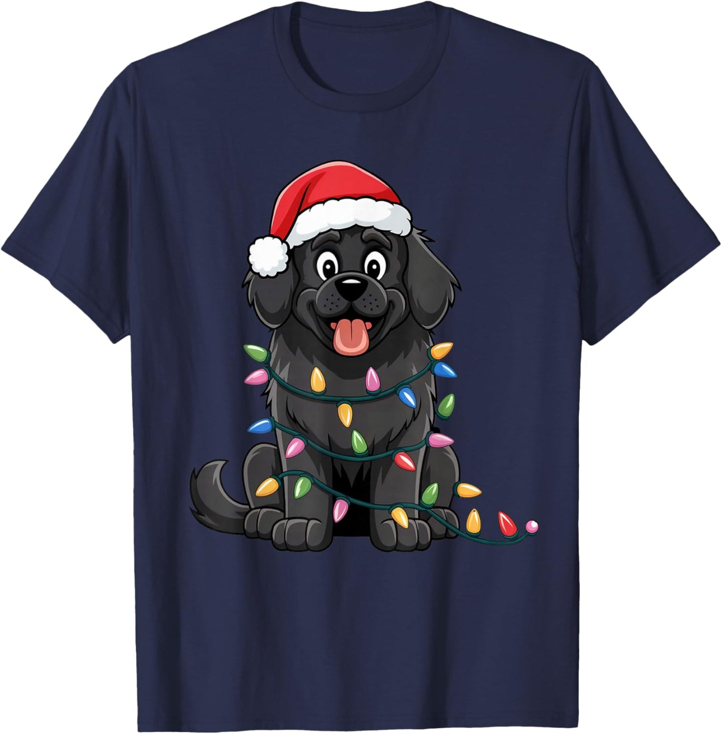 Newfoundland Christmas Lights Xmas Dogs Gifts Women T-Shirt - T-Shirt | Navy