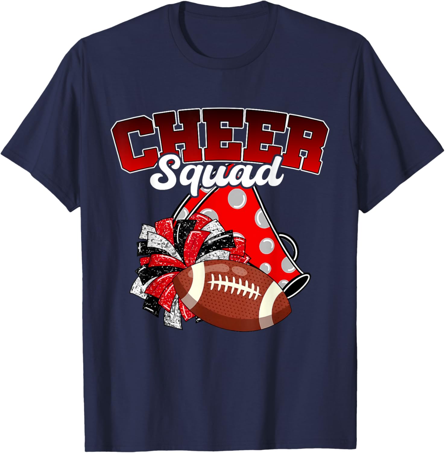 Cheer Squad Funny Shirt Cheerleader Cheerleading Red Women T-Shirt - T-Shirt | Navy
