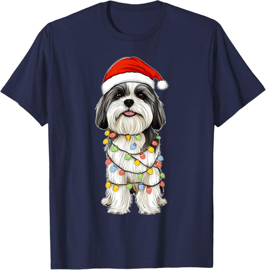 Havanese Dog Christmas Hat Xmas Men Women Kids T-Shirt - T-Shirt | Navy