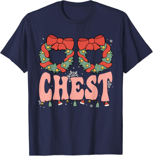 Retro Groovy Chest Nuts Matching Chestnuts Christmas Couples T-Shirt - T-Shirt | Navy