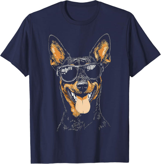 Australian Kelpie Dog Pet Art Sunglasses Australian Kelpie Women Kids T-Shirt - T-Shirt | Navy