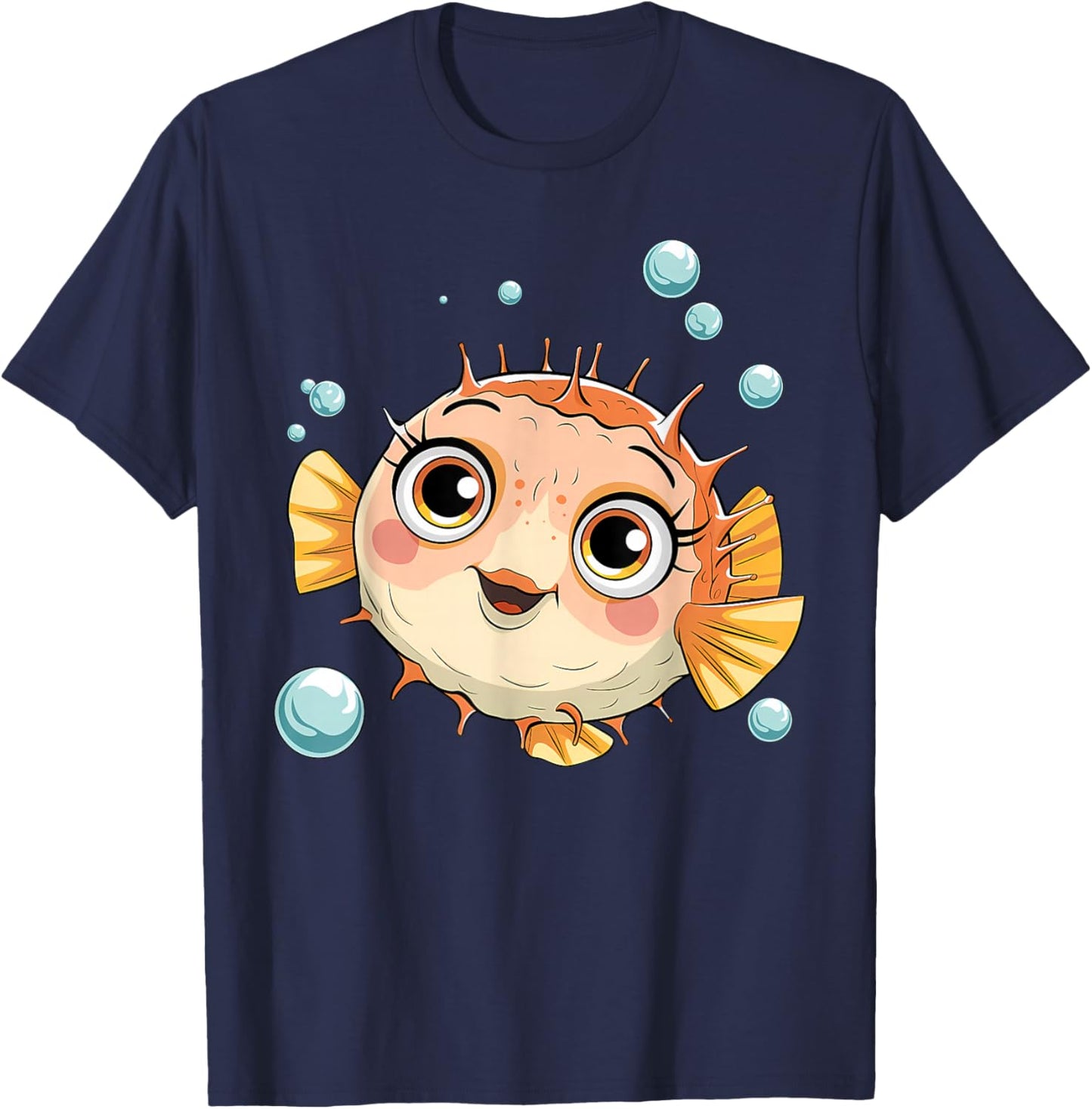 Puffer Fish Blowfish Bubbles T-Shirt - T-Shirt | Navy