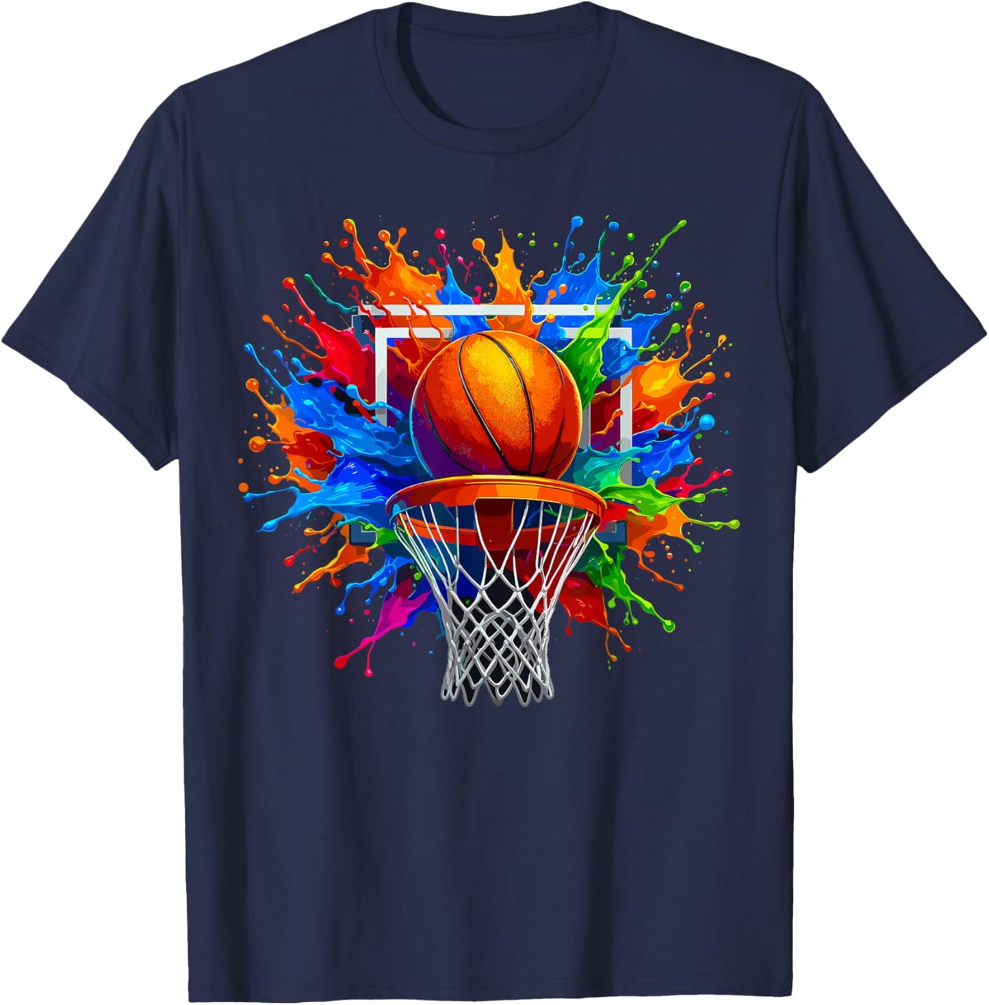 Basketball Color Splash Basketball T-Shirt - T-Shirt | Navy