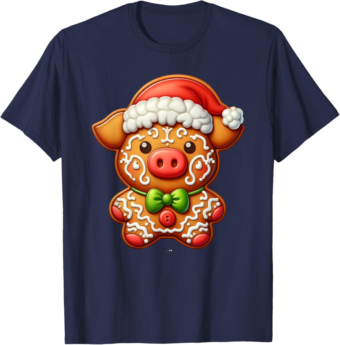 Funny Gingerbread Man Pig Christmas Kids T-Shirt - T-Shirt | Navy