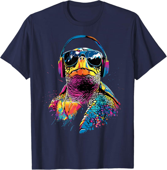 Turtle Colored Pop Art Reptile Giant Turtles Cute Turtle T-Shirt - T-Shirt | Navy