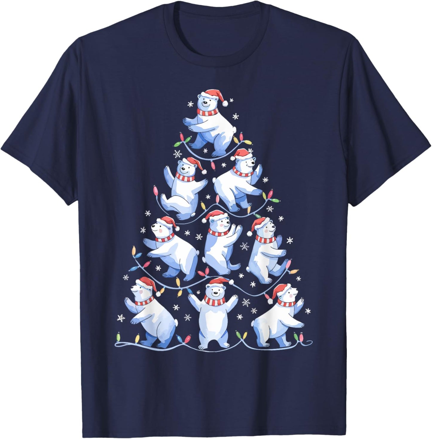 Polar Bear Christmas Tree Funny Ice Bear Holiday T-Shirt - T-Shirt | Navy