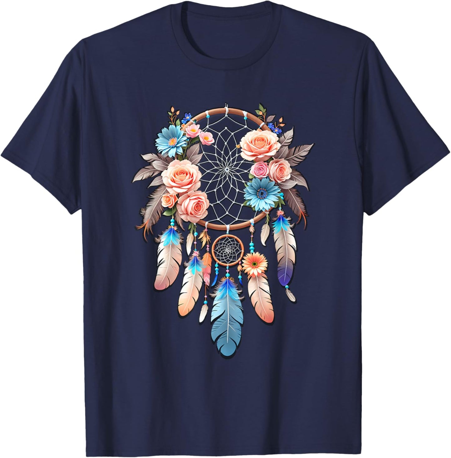 Boho Dream Catcher Native American Indian Indigenous Women T-Shirt - T-Shirt | Navy