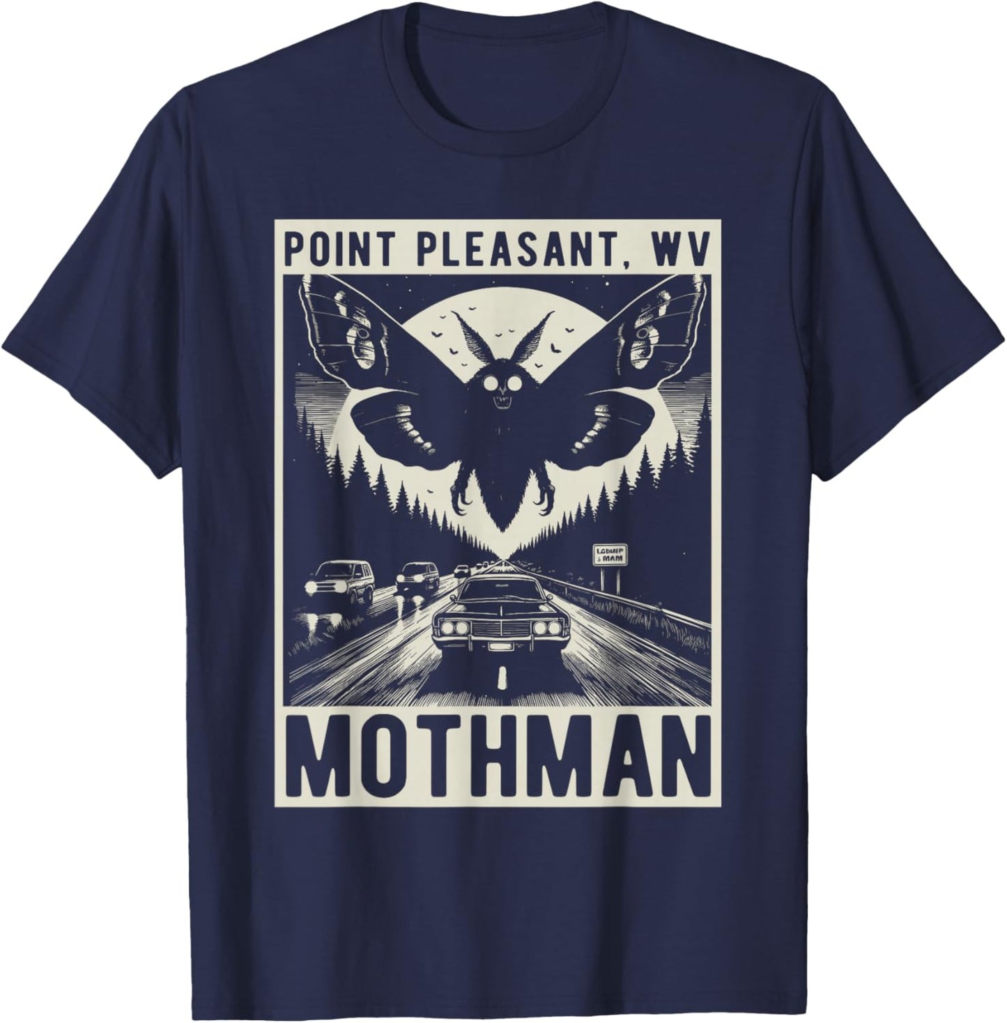 Mothman Point Pleasant W.V. Folklore Cryptozoology T-Shirt - T-Shirt | Navy