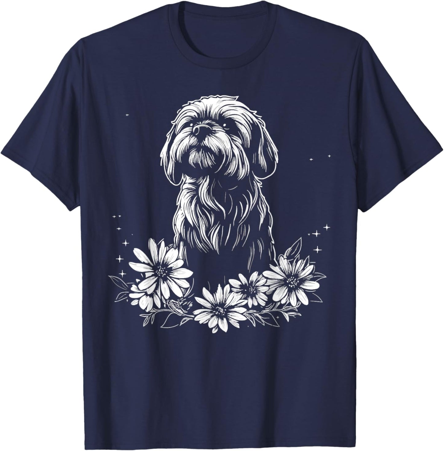 Retro Tattoo Style Lhasa Apso Dog Lover T-Shirt - T-Shirt | Navy