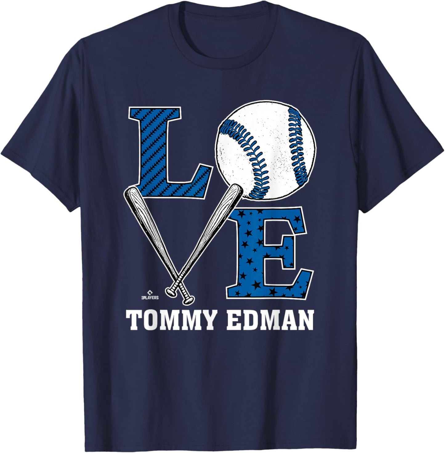Distressed Baseball Love Tommy Edman Los Angeles Baseball T-Shirt - T-Shirt | Navy