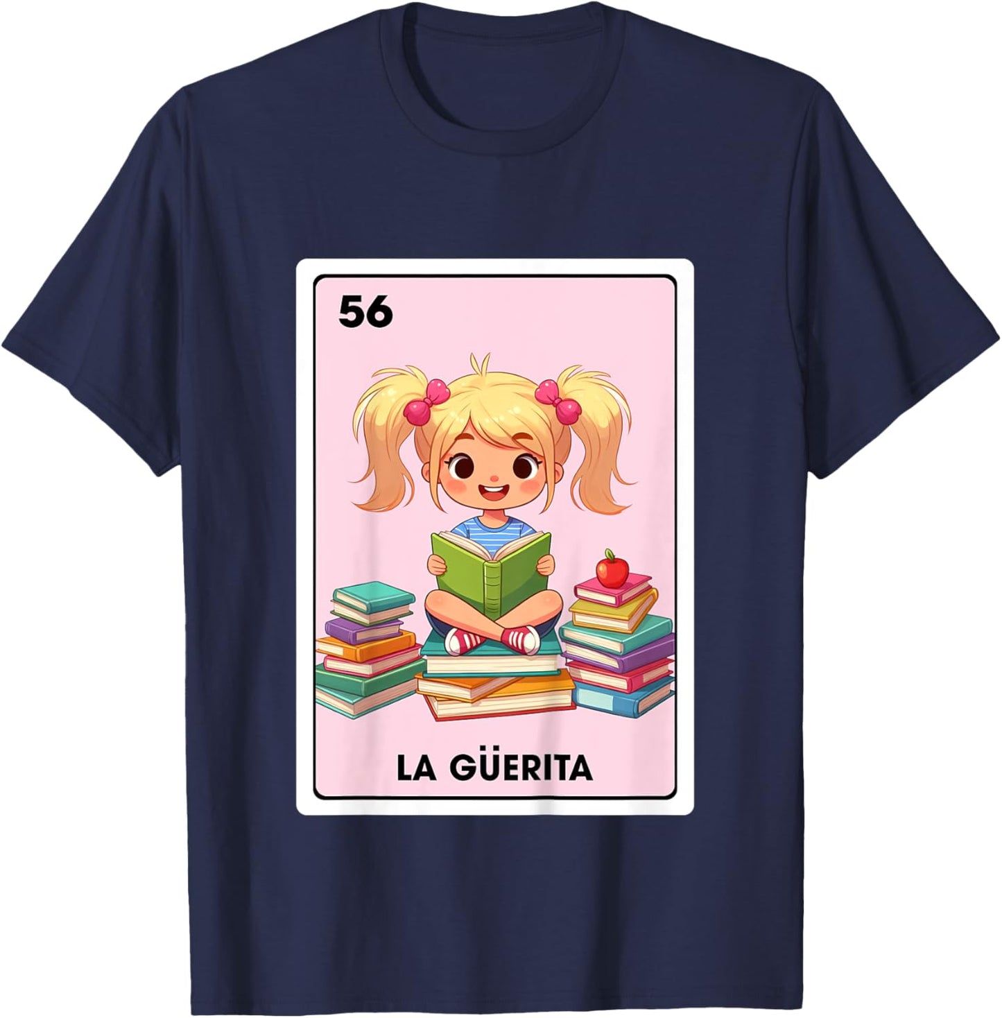 Mexican Blonde Girl Daughter La Guerita Mexican Bingo Card T-Shirt - T-Shirt | Navy