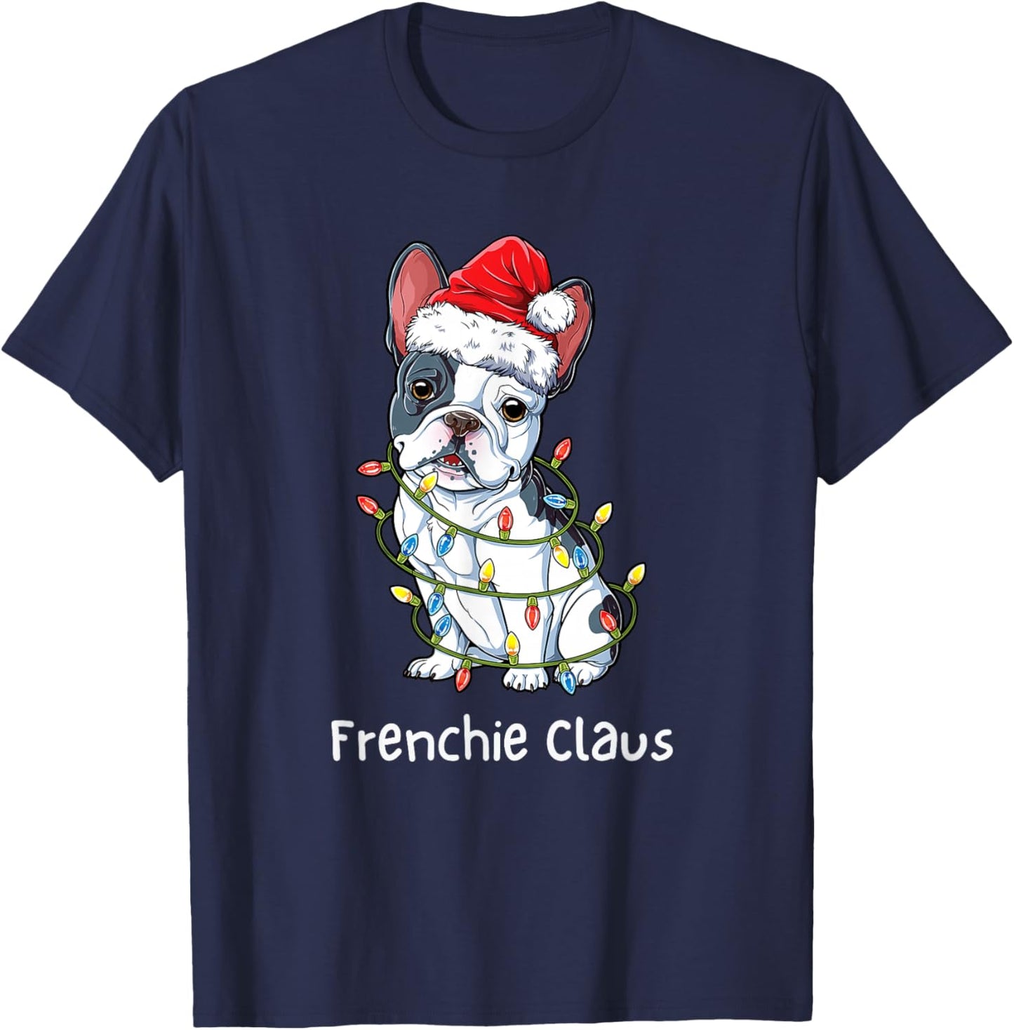 Santa French Bulldog Xmas Pajamas Funny Frenchie Christmas T-Shirt - T-Shirt | Navy