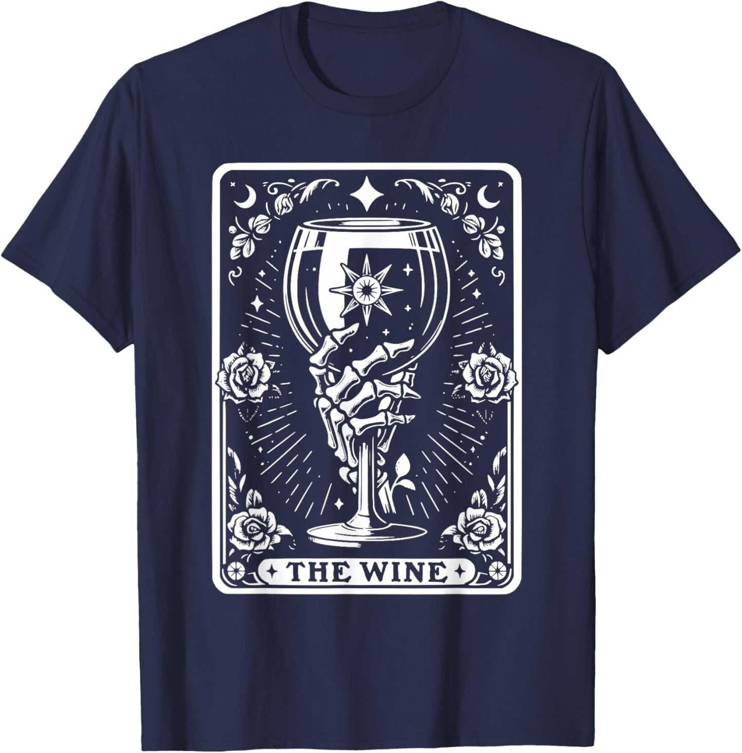 Tarot Card The Wine Skeleton Wine Glass The Wine Tarot Cards T-Shirt - T-Shirt | Navy