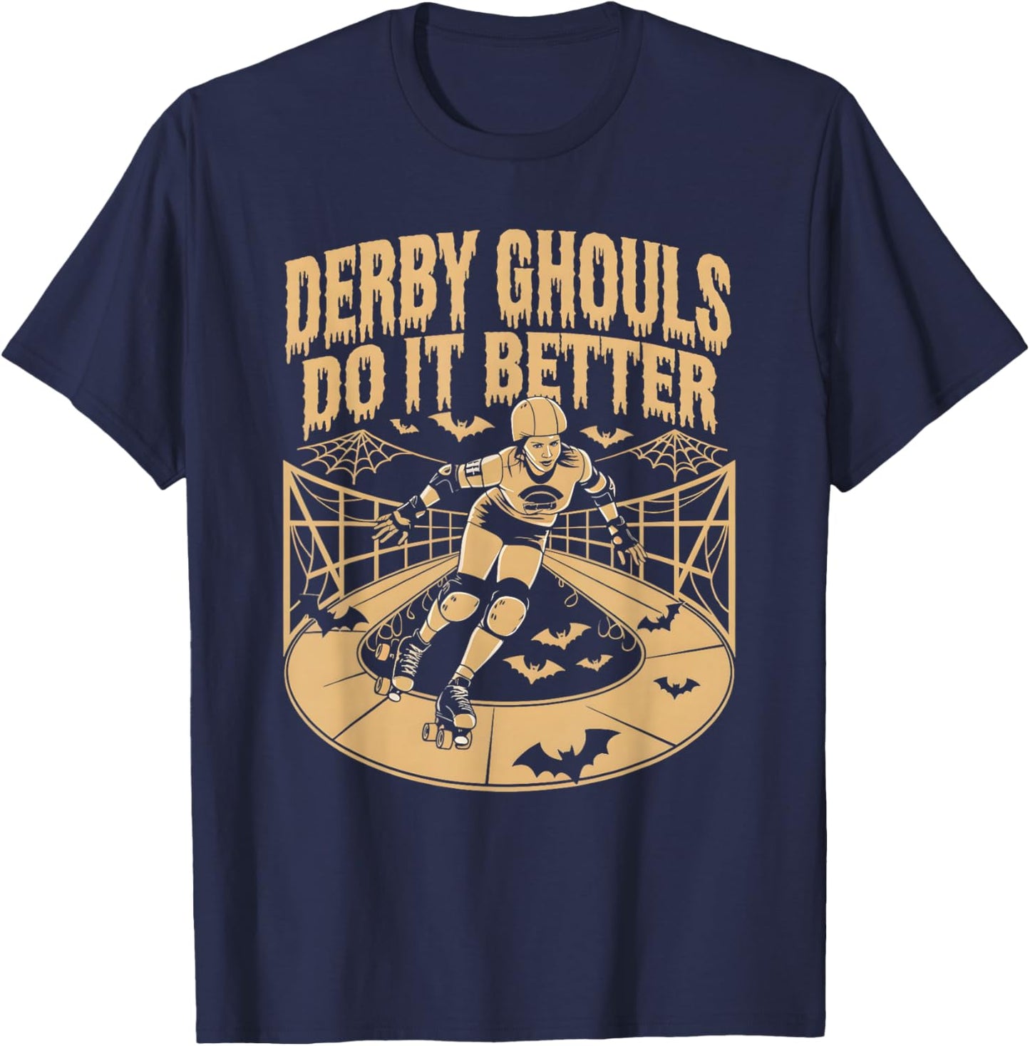 Spooky Roller Derby Enthusiasts -Adults Halloween Derby T-Shirt - T-Shirt | Navy