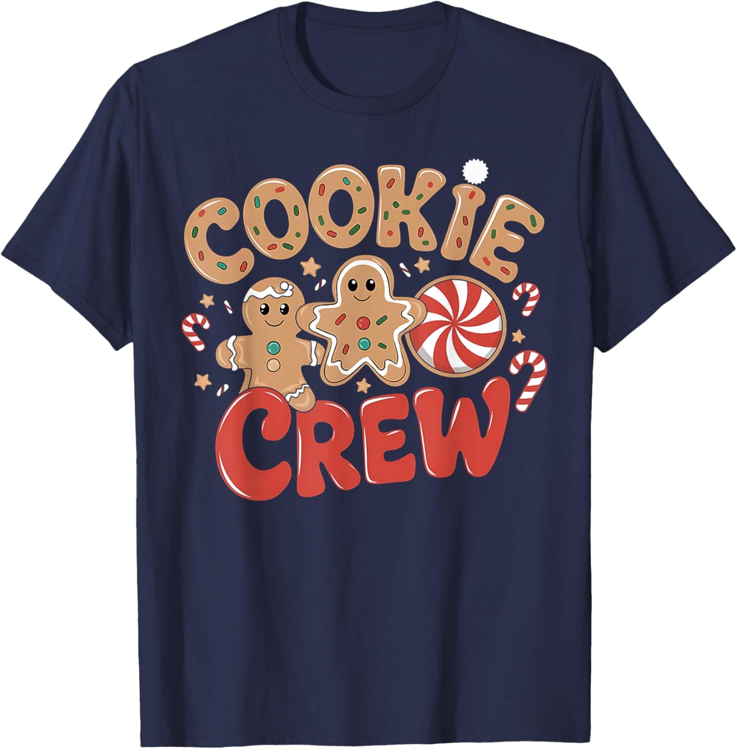 Cookie Crew Gingerbread Christmas Family Baking Team Holiday T-Shirt - T-Shirt | Navy