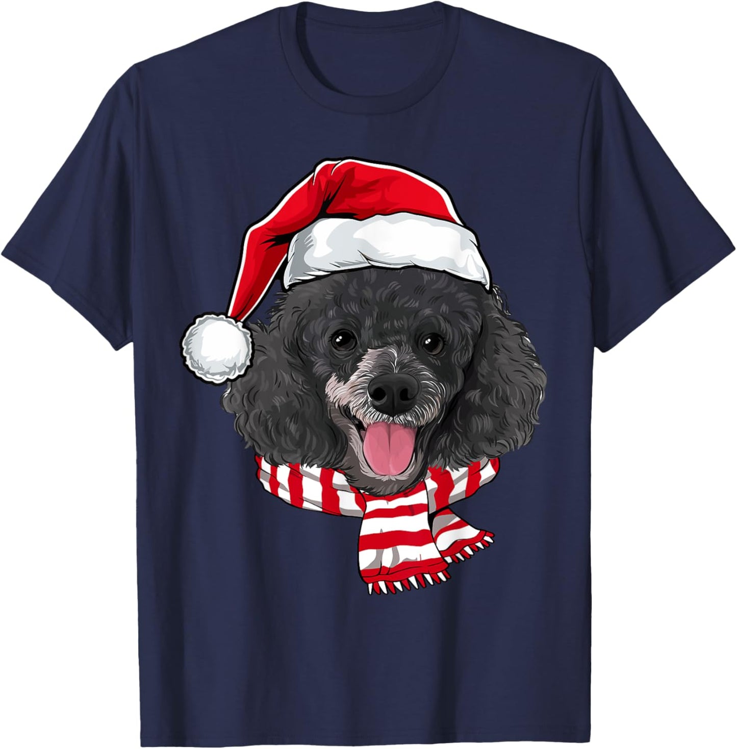 Santa Miniature Poodle Christmas Dog Lover Men Women Kids T-Shirt - T-Shirt | Navy