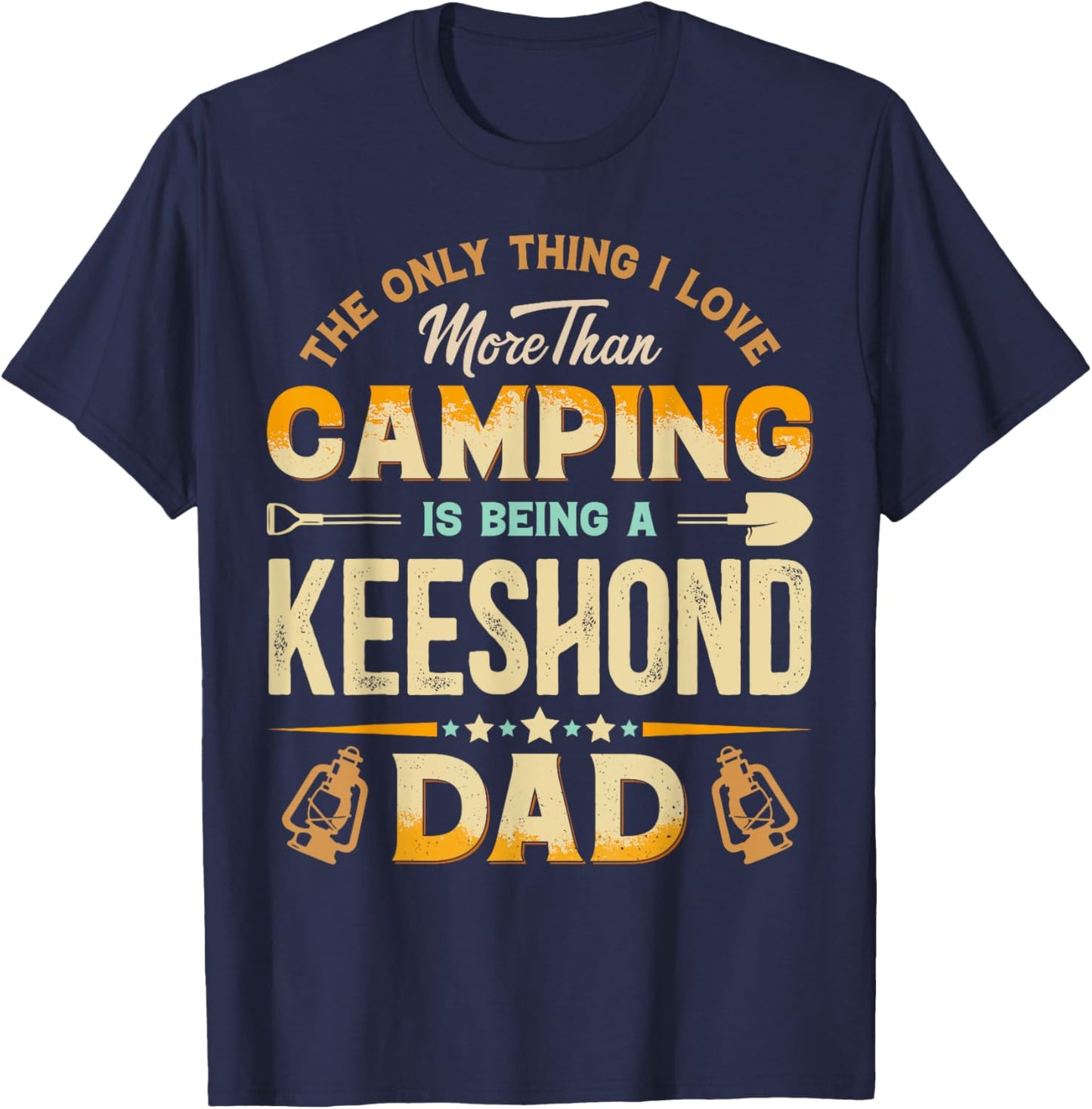 Funny Camping Father's Day - Keeshond Dad Dog Lover T-Shirt - T-Shirt | Navy