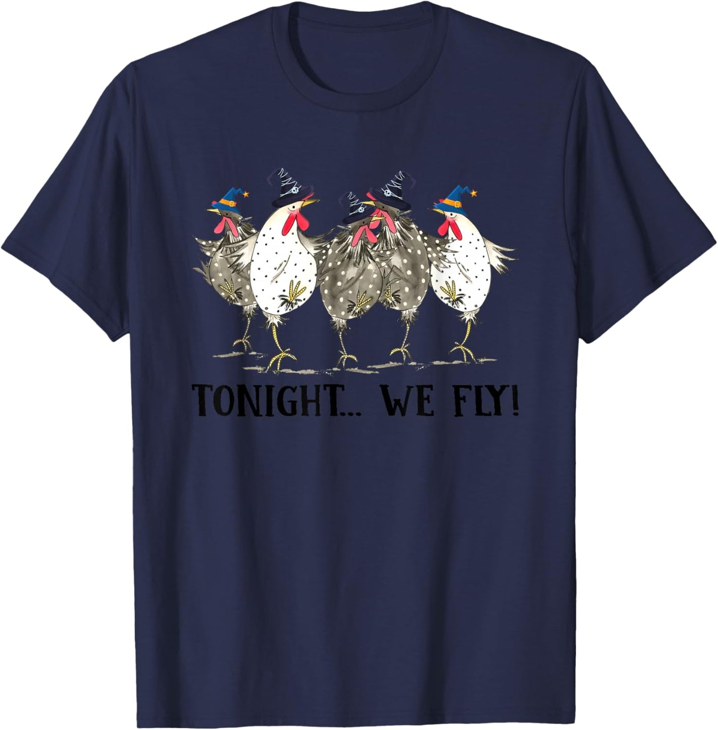 Chicken Tonight We Fly Halloween T-Shirt - T-Shirt | Navy