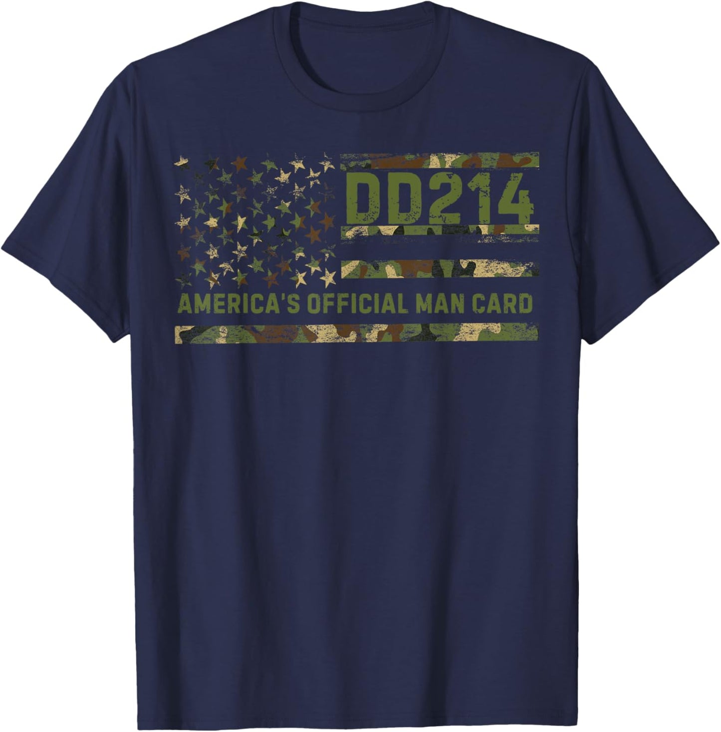 DD214 America’s Official Man Card Patriotic Veteran T-Shirt - T-Shirt | Navy