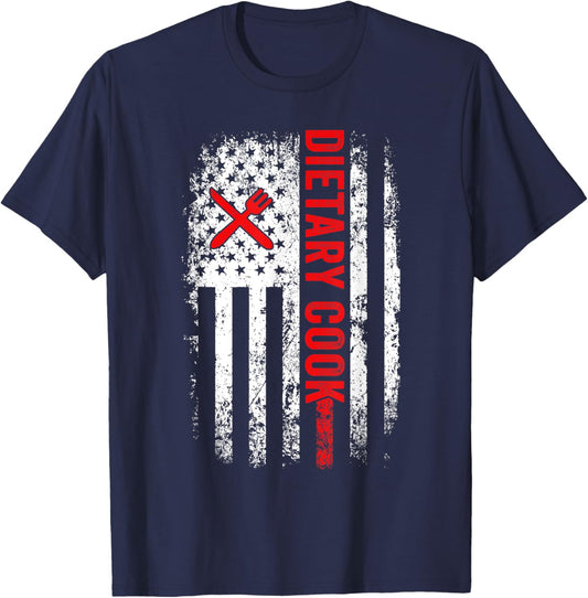 Dietary Cook Appreciation Week Healthcare US American Flag T-Shirt - T-Shirt | Navy