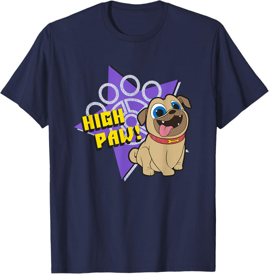 Disney Puppy Dog Pals High Paw! Rolly Happy Big Chest Logo T-Shirt - T-Shirt | Navy