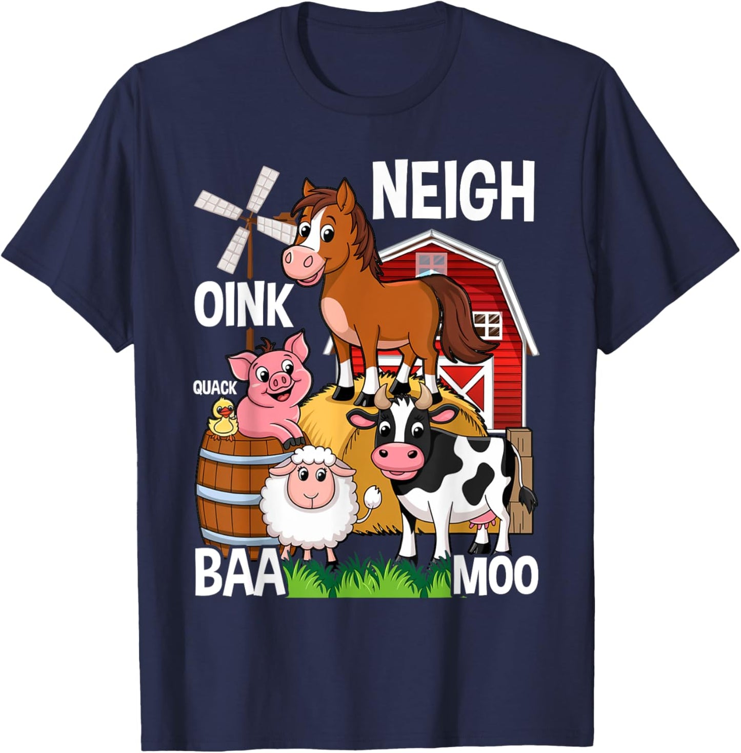 Cute Farm Animals With Sounds T-Shirt - T-Shirt | Navy