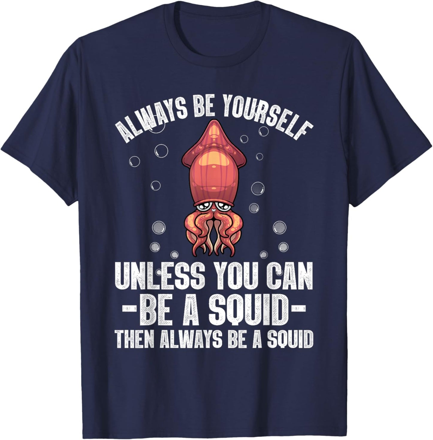 Best Squid Art For Kids Men Women Adult Octopus Lover Squid T-Shirt - T-Shirt | Navy