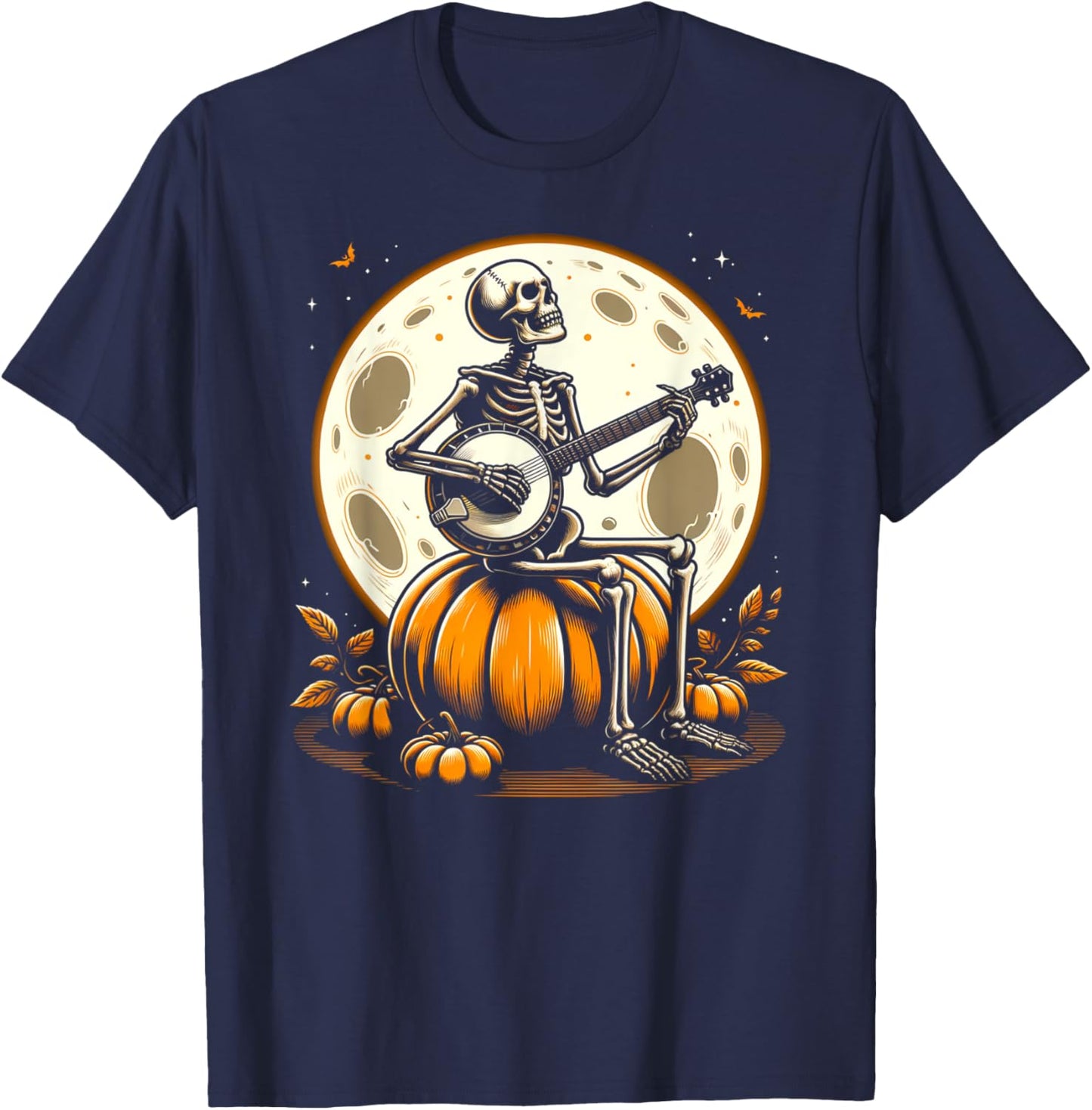 Funny Skeleton Playing Banjo Halloween Costume Men Women T-Shirt - T-Shirt | Navy