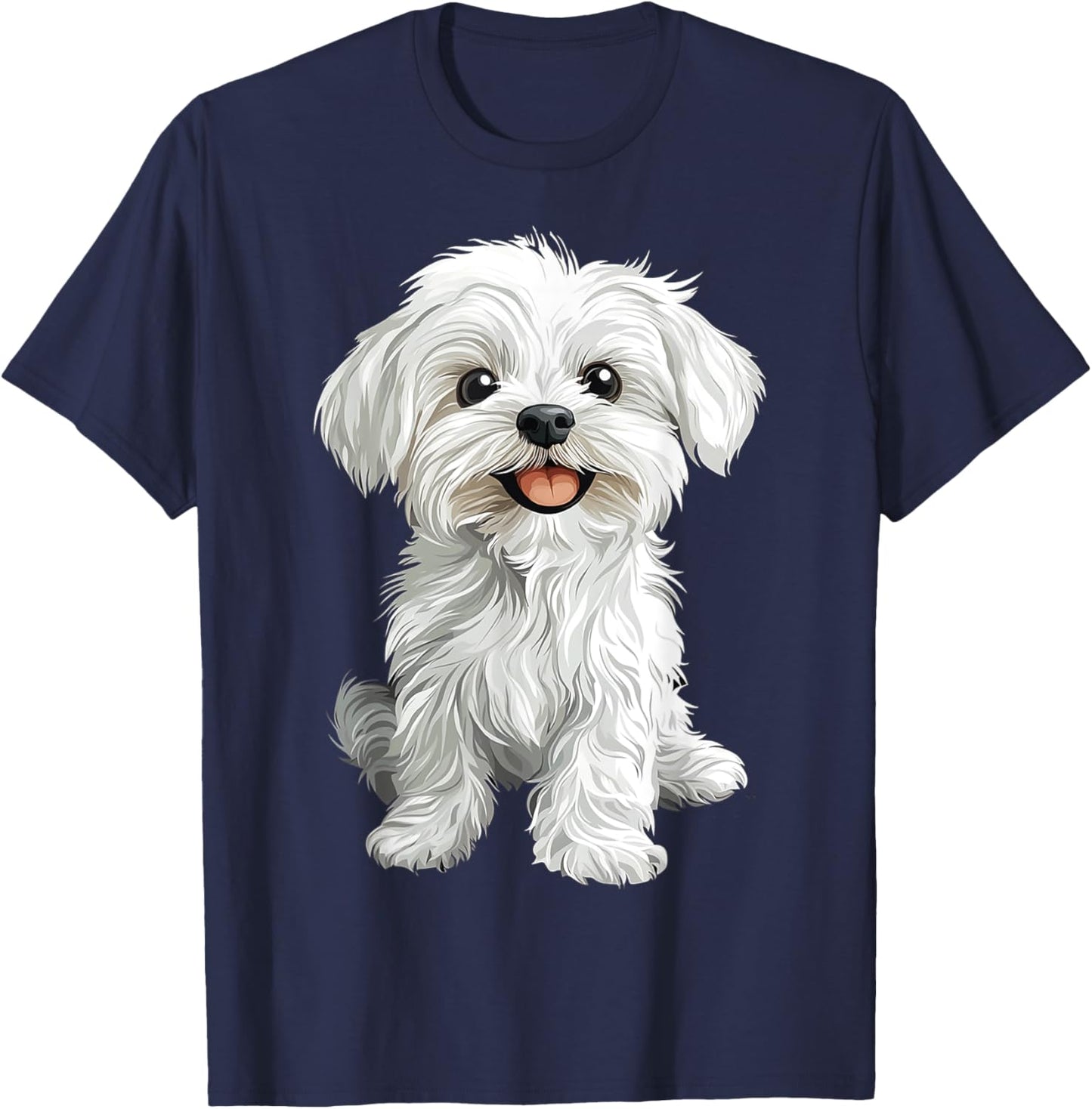Maltese Dog Graphic Pet Illustration Maltese T-Shirt - T-Shirt | Navy