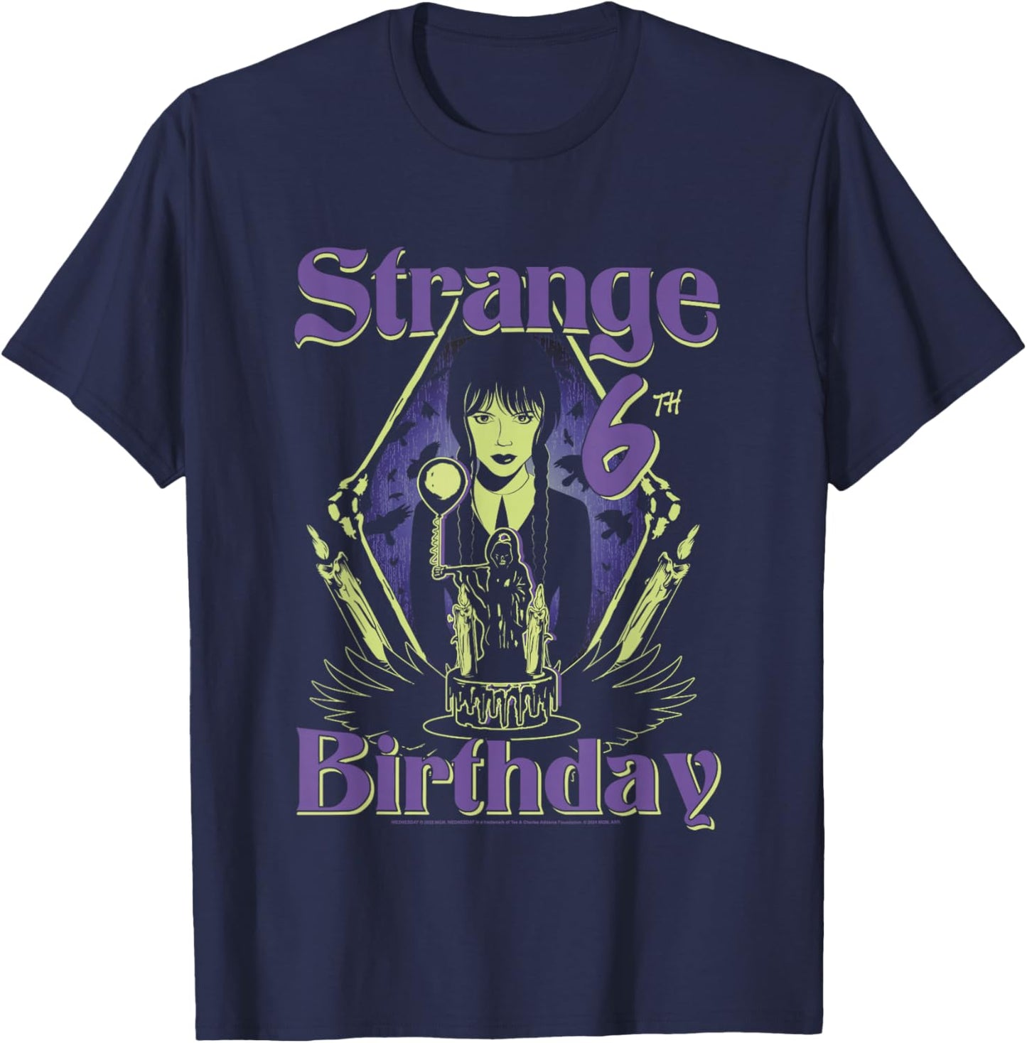 Wednesday Strange 6th Goth Birthday Big Wednesday Chest Logo T-Shirt - T-Shirt | Navy