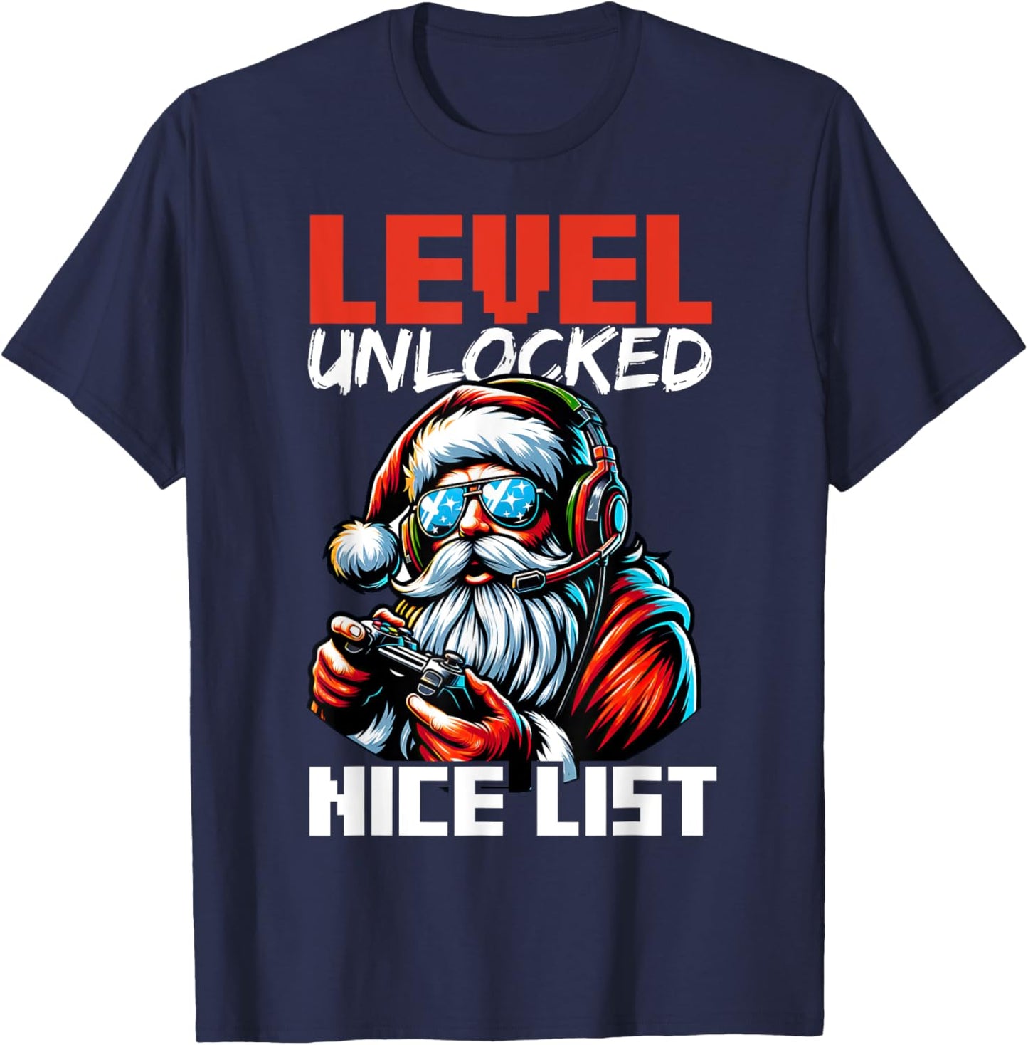 Christmas Gamer Boys Nice List Video Game Santa Xmas T-Shirt - T-Shirt | Navy