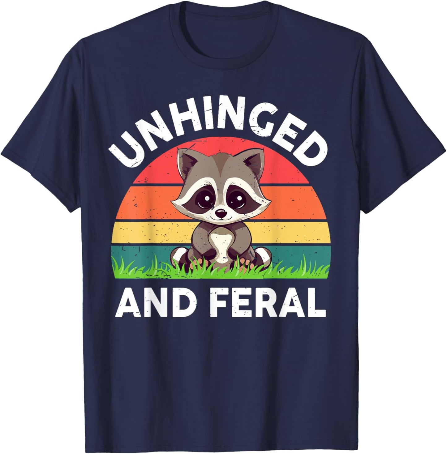 Raccoon Unhinged And Feral Toddler Boy Kid Funny Trash Panda T-Shirt - T-Shirt | Navy