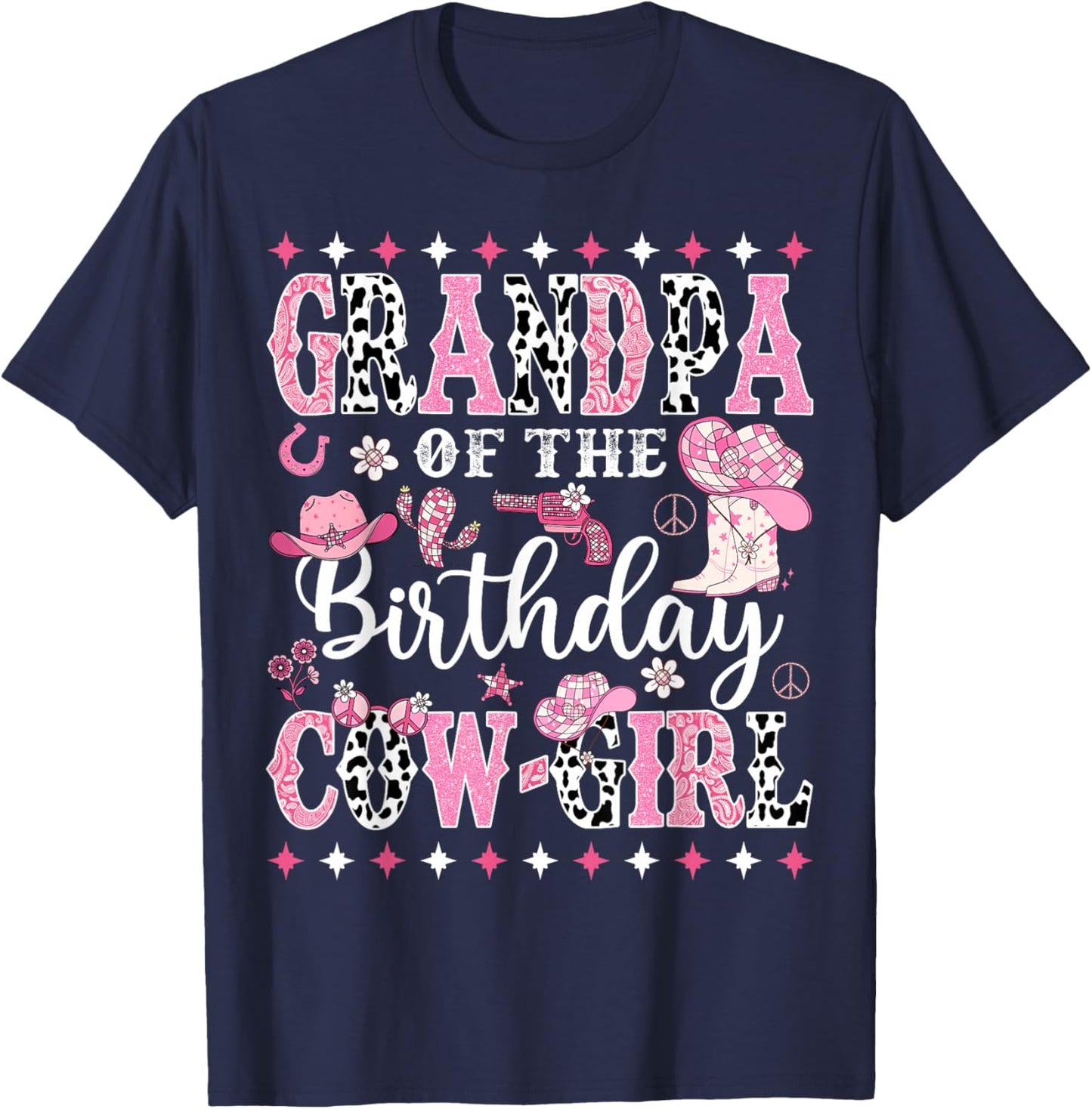 Grandpa Of The Birthday CowGirl Rodeo CowGirl Birthday T-Shirt - T-Shirt | Navy