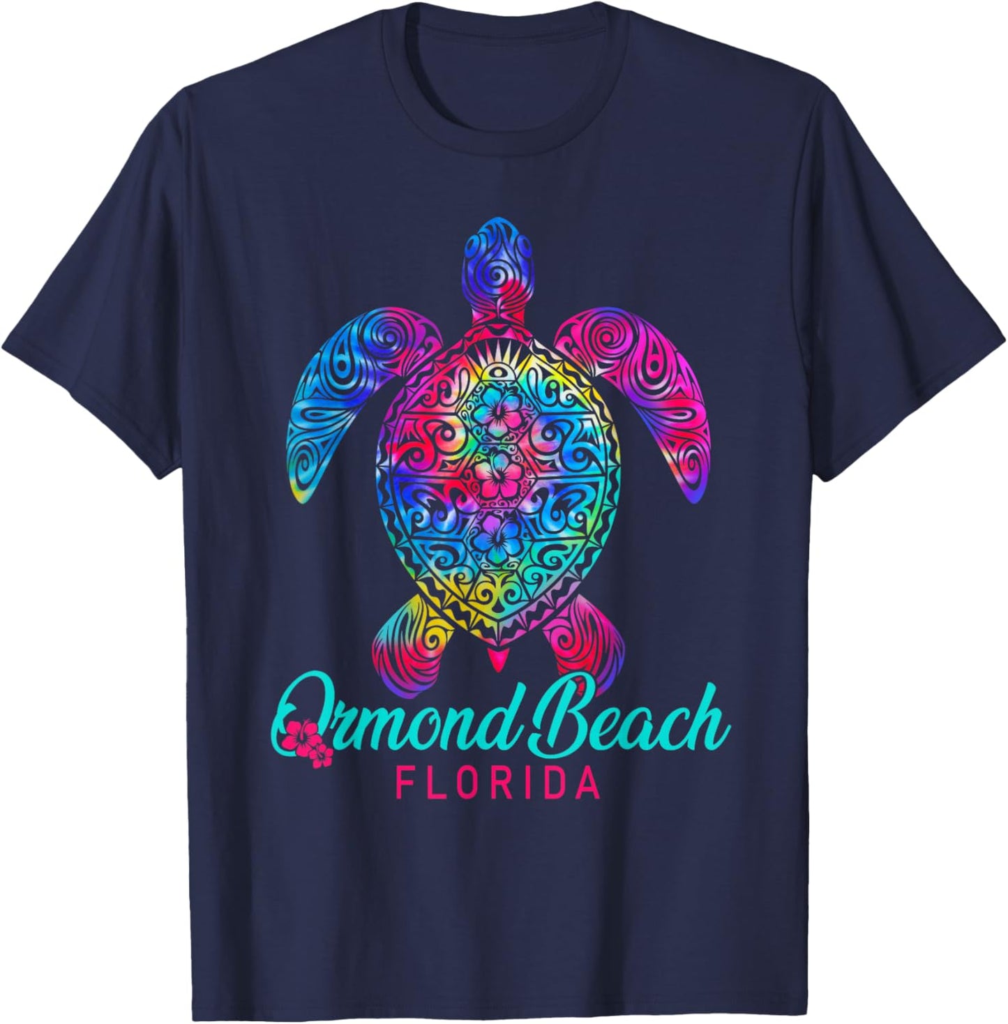 Ormond Beach Florida Tribal Tie Dye Sea Turtle T-Shirt - T-Shirt | Navy