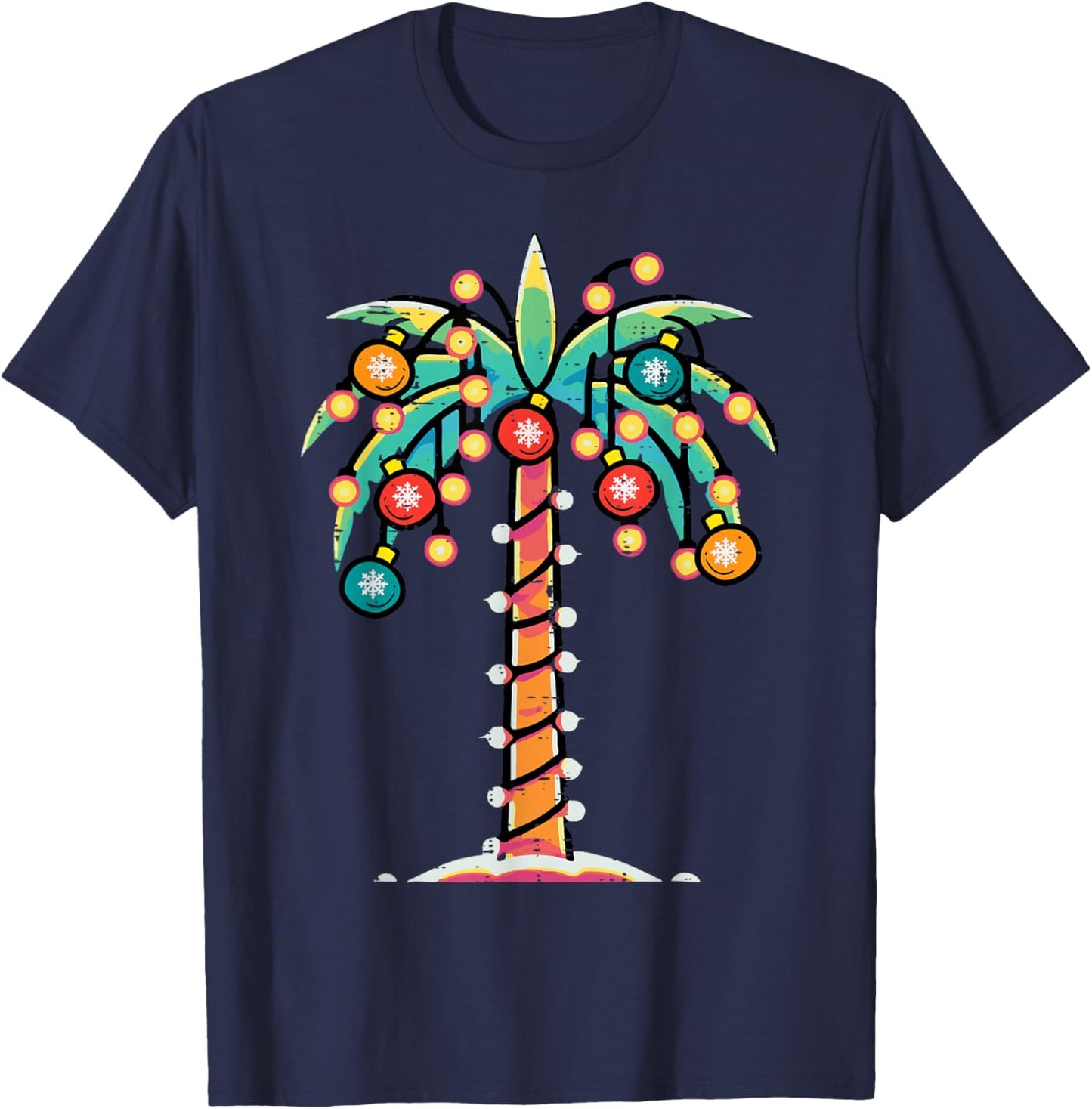 Palm Christmas Tree Xmas Beach Hawaii Tropical Men Women Kid T-Shirt - T-Shirt | Navy
