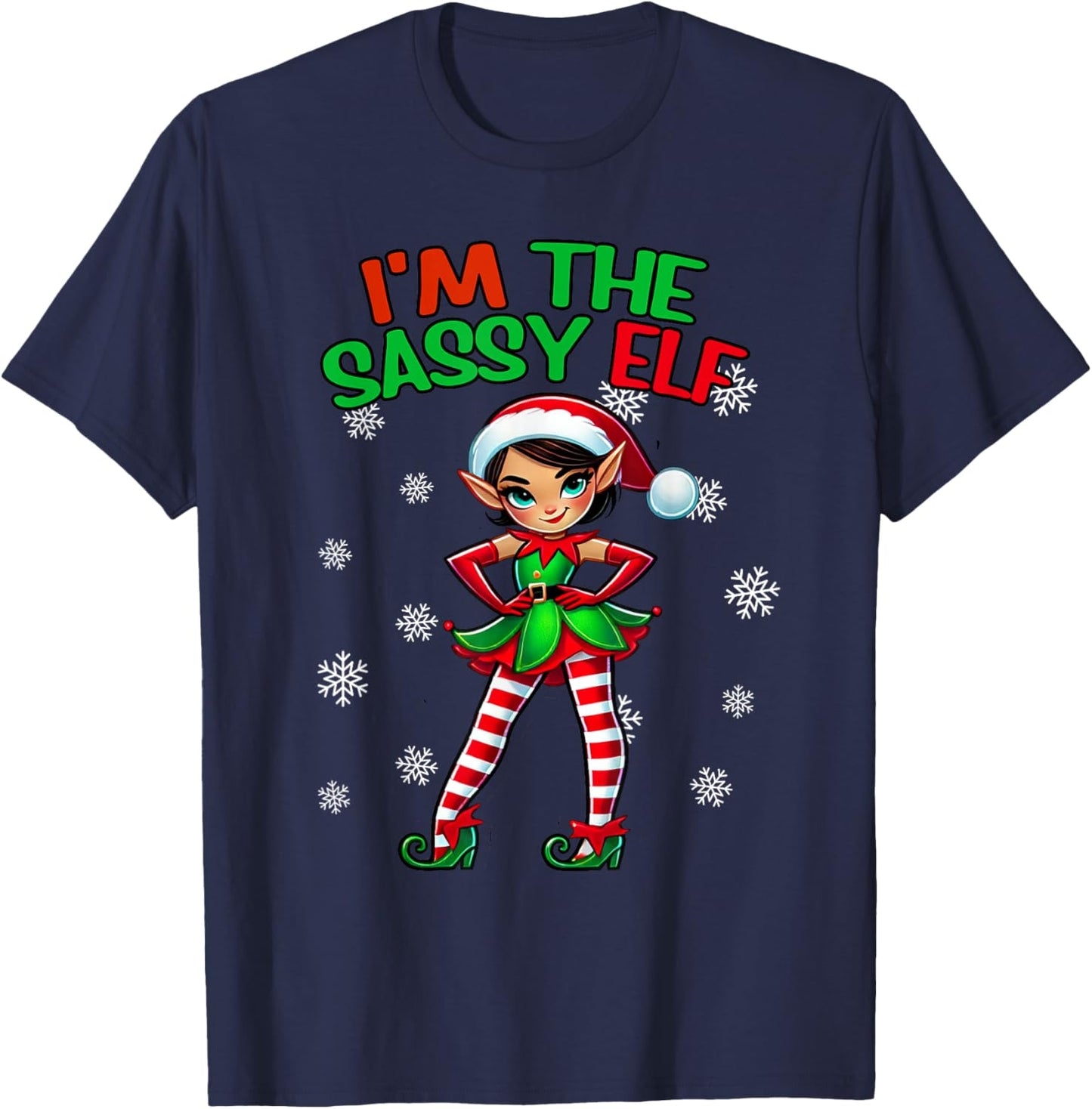 I'm The Sassy Elf Shirt Christmas Pajama Xmas PJ T-Shirt - T-Shirt | Navy