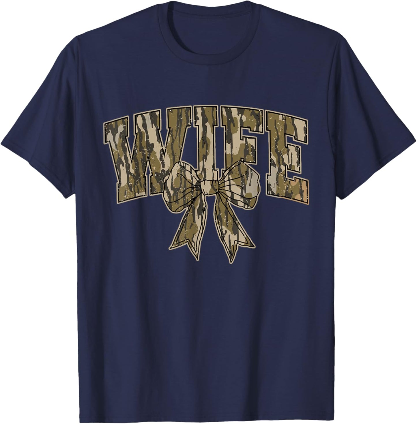 Hunting Wife Camo Bow Hunting Season Wife Hunting Lover T-Shirt - T-Shirt | Navy