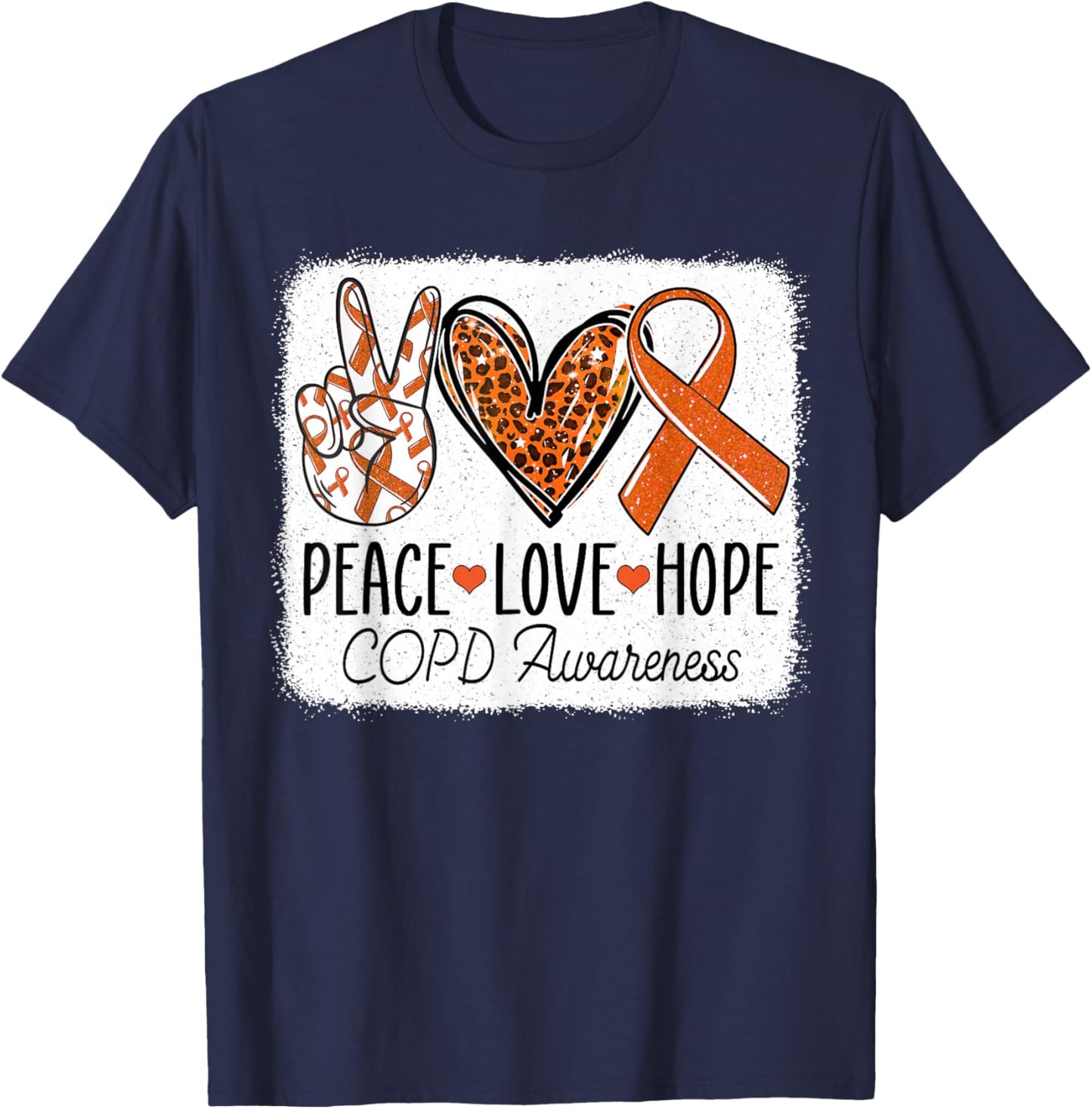 Peace Love Cure COPD Chronic Obstructive Pulmonary Disease T-Shirt - T-Shirt | Navy
