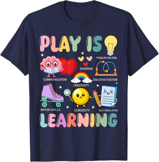 Retro Play Is Learning Kindergarten Teacher Team Women T-Shirt - T-Shirt | Navy