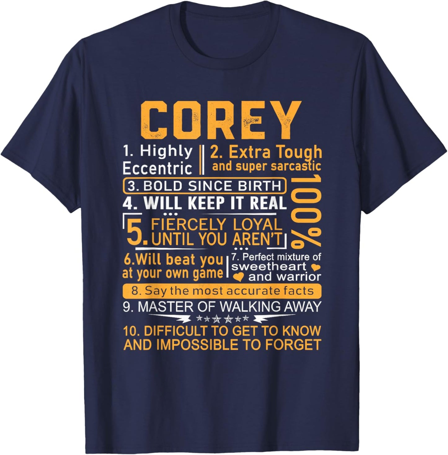 Corey Name Shirt Personalized Corey First Name T-Shirt - T-Shirt | Navy