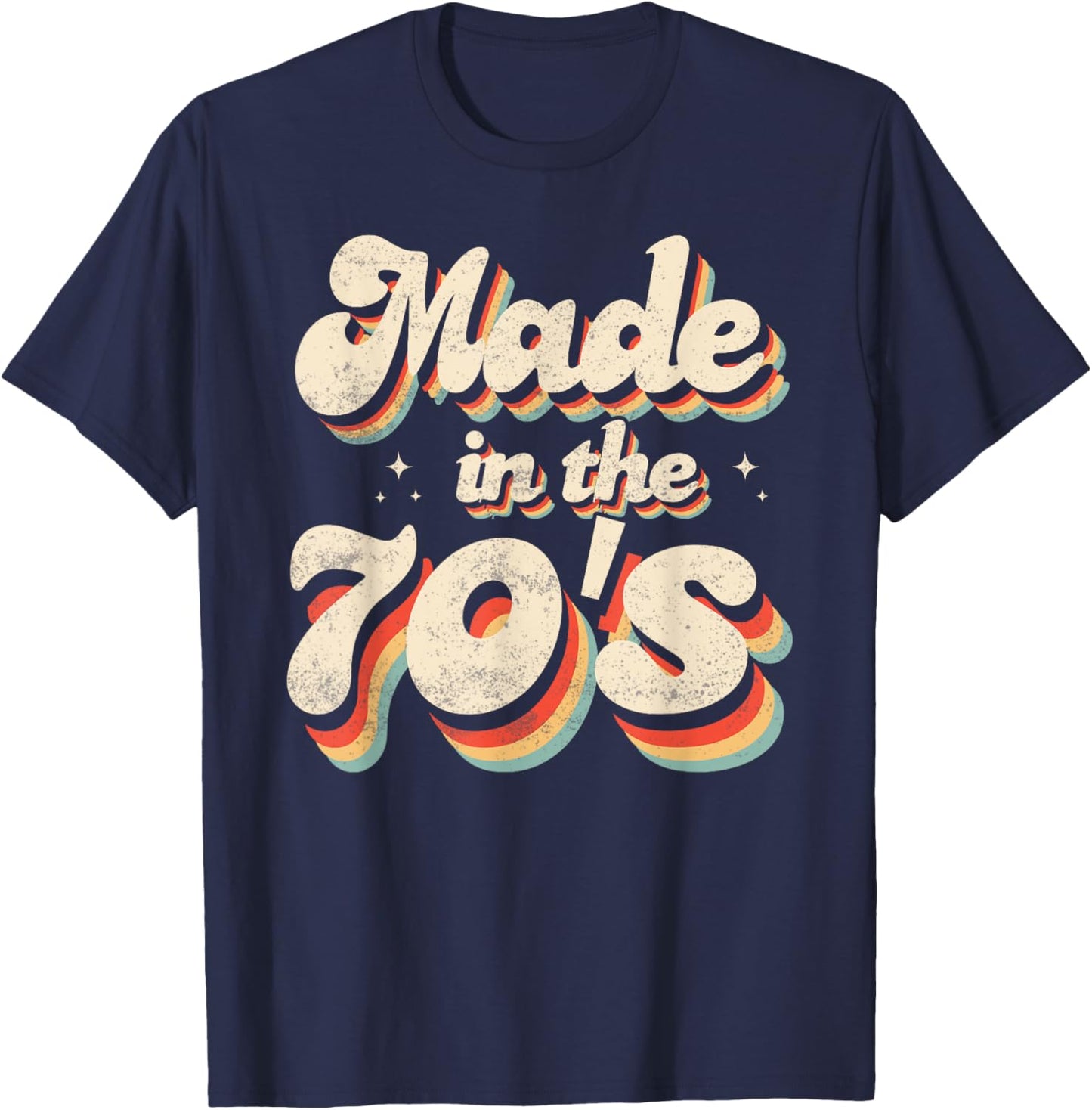Retro Vintage 1970s Birthday Made in the 70s T-Shirt - T-Shirt | Navy