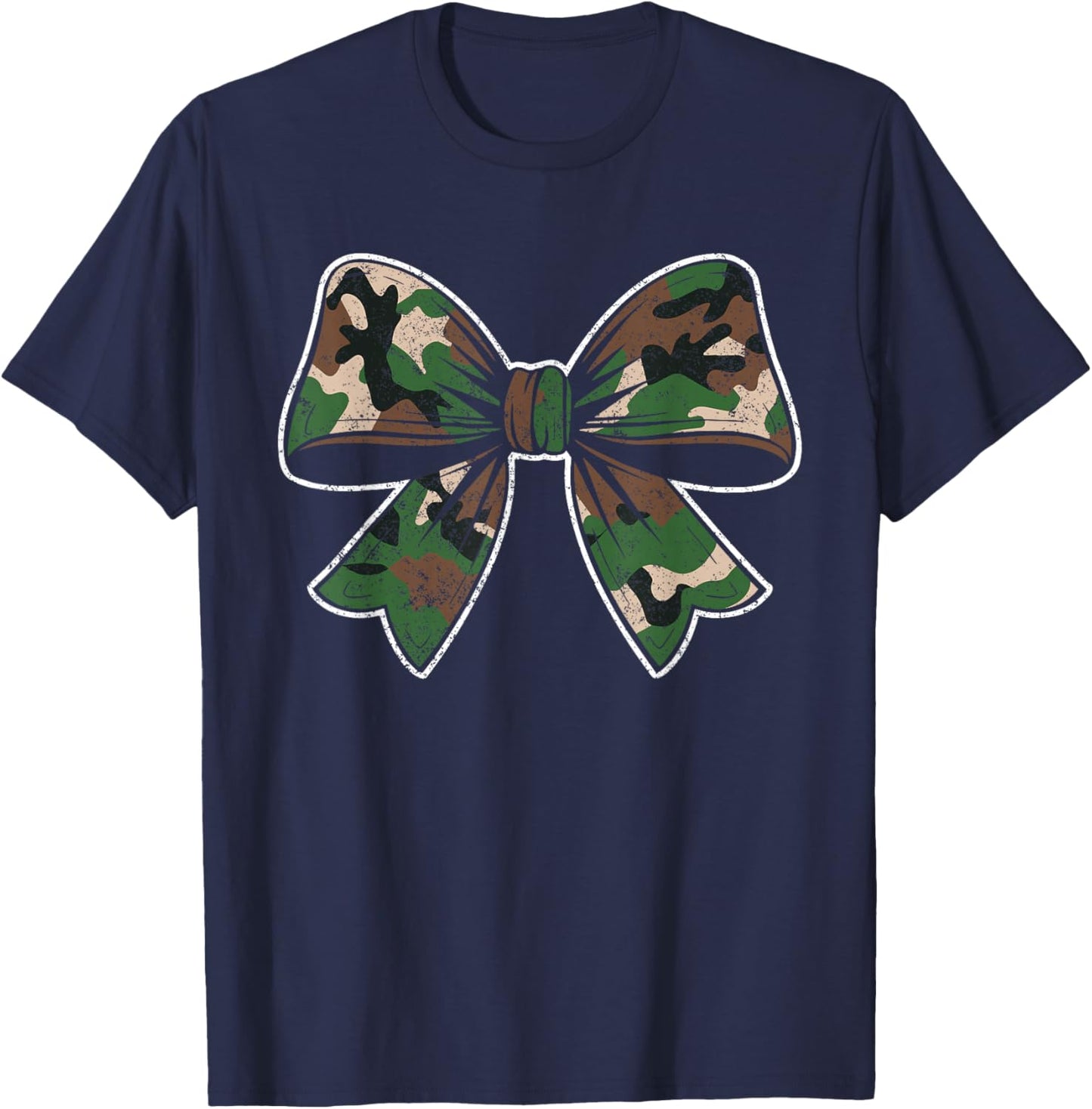 Camouflage Old Camo Bow Camo Coquette Bow Hunting Women Girl T-Shirt - T-Shirt | Navy