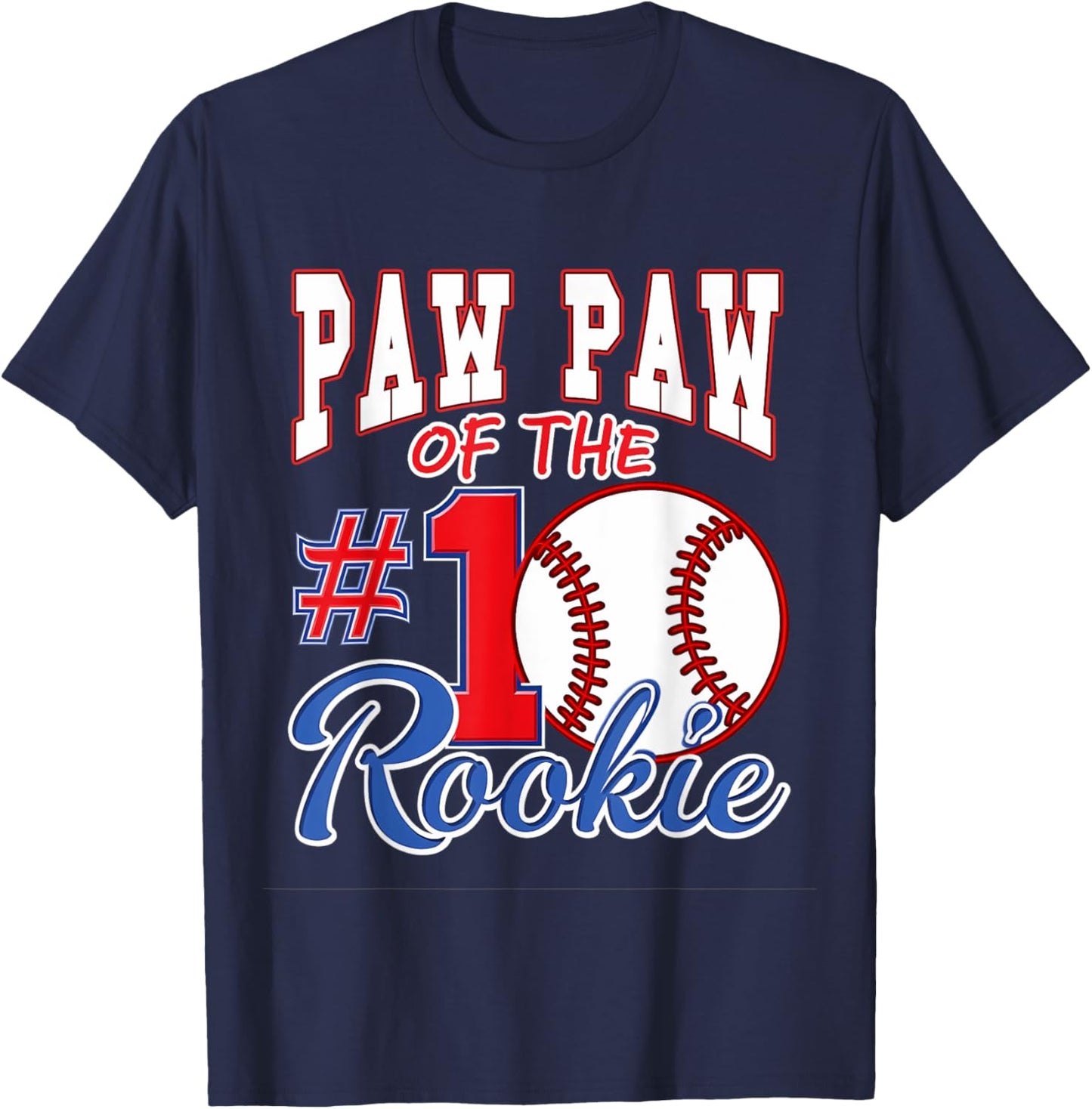 Retro Grandpa Paw Paw Of The Number 1 Rookie Baseball T-Shirt - T-Shirt | Navy