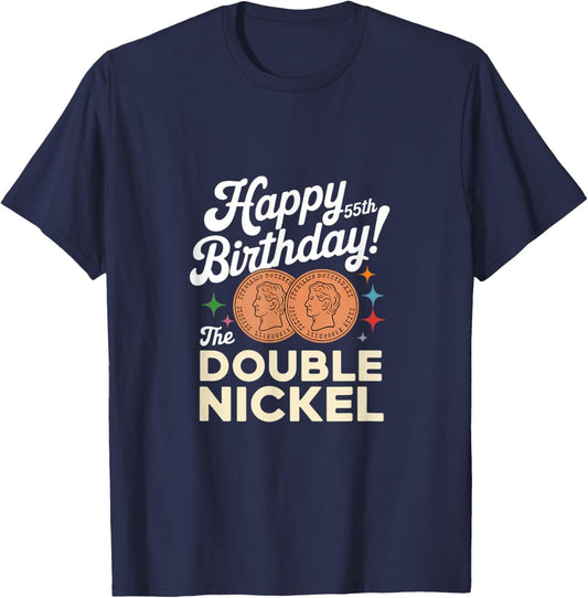 Double Nickel 55th Birthday Born In 1970 T-Shirt - T-Shirt | Navy