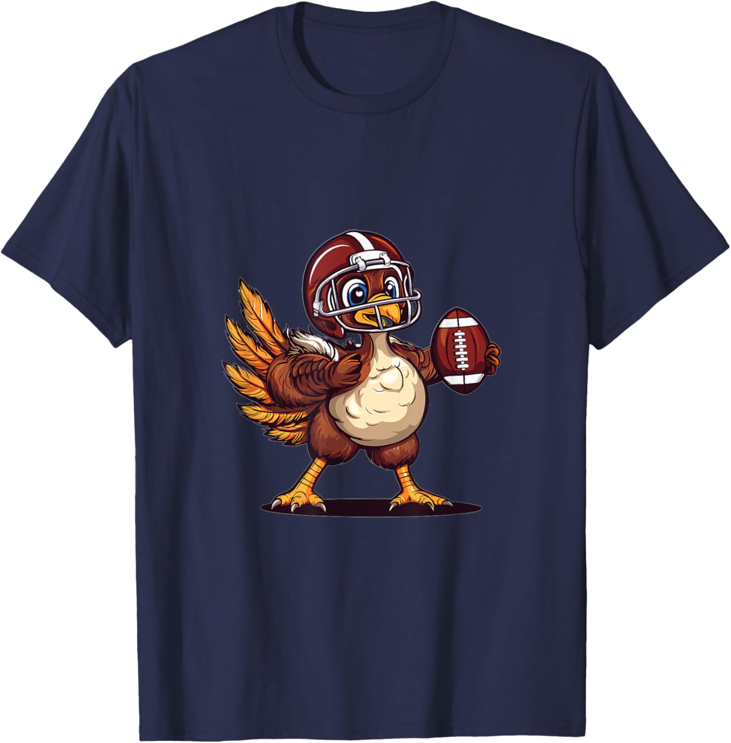 Thanksgiving Football Turkey Graphic T-Shirt - T-Shirt | Navy
